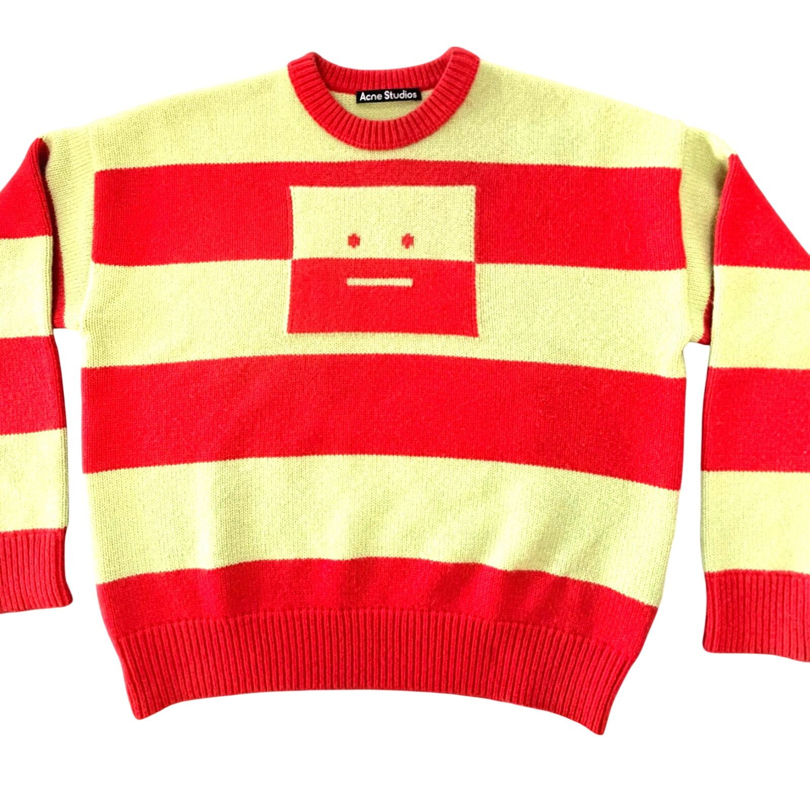 Acne Studios ACNE STUDIOS: Men's Wool Striped "Face" Sweater - XS Size US XS / EU 42 / 0 - 1 Thumbnail
