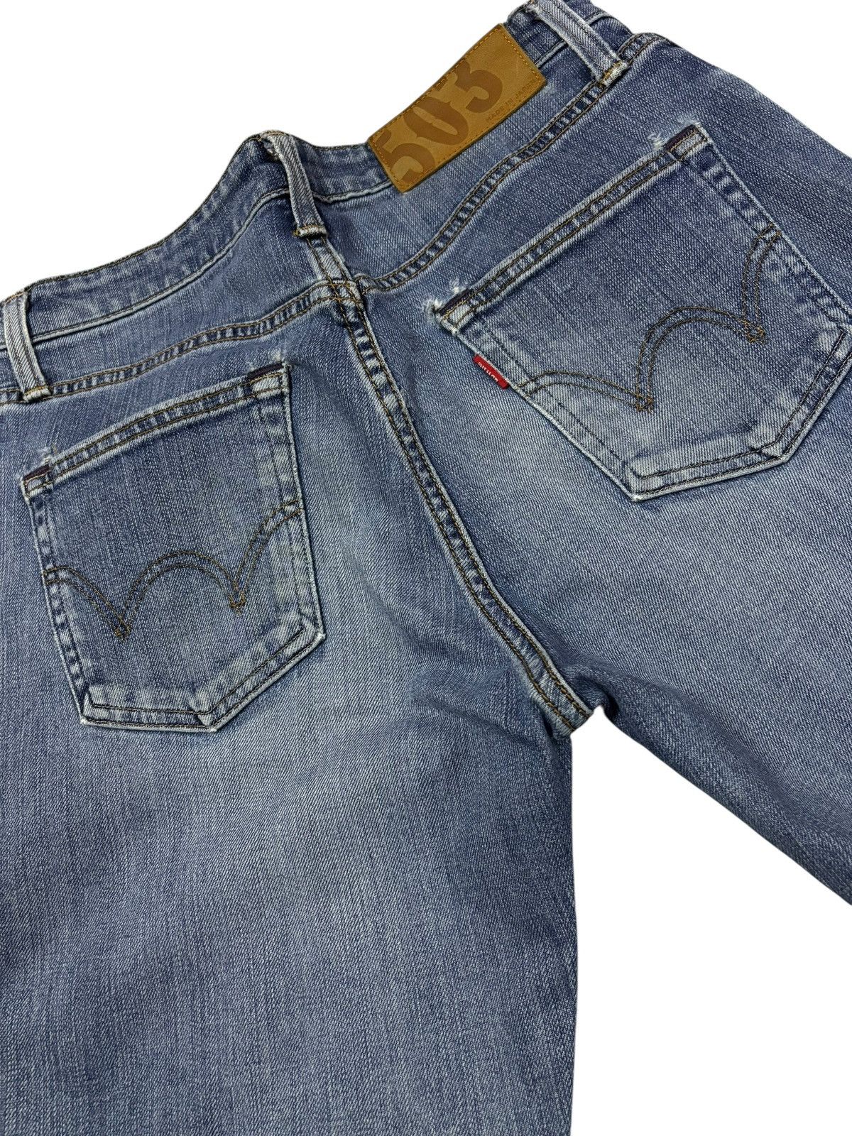Edwin Vtg Edwin Japan 503 Blue Washed Distressed Jeans Size US 28 / EU 44 - 8 Thumbnail