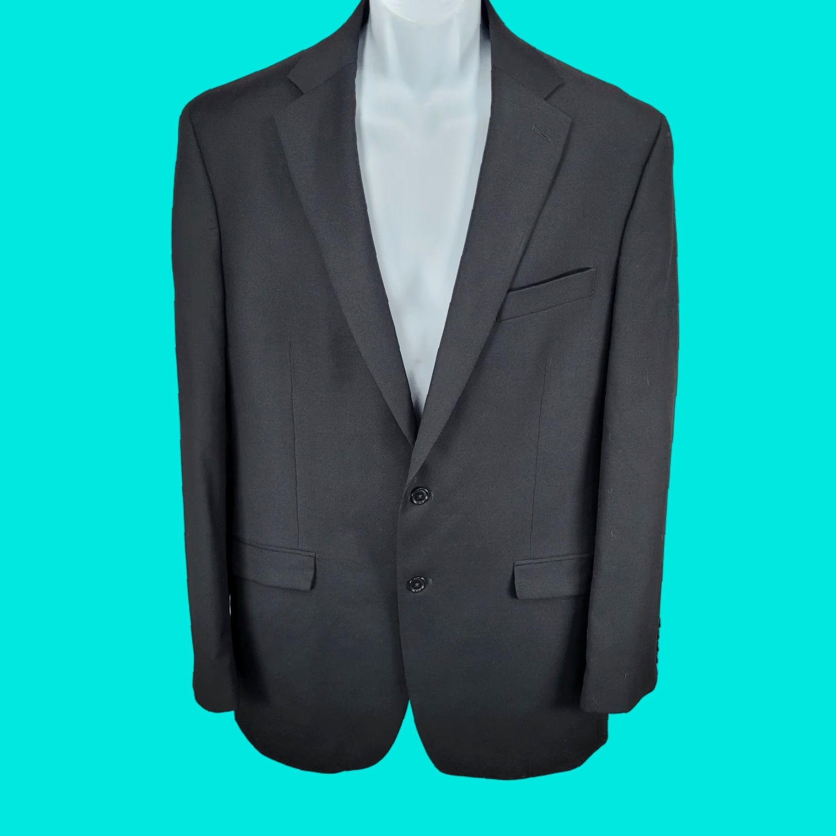 Ralph Lauren Lauren Ralph Lauren Black 100% Wool 2 Button Notch Vented Blazer 41L Men Size 42R - 1 Thumbnail