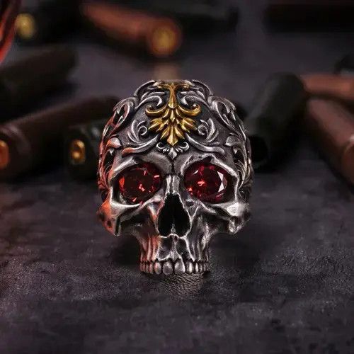 Jewelry Vintage Gothic Skull Ring Size ONE SIZE - 1 Thumbnail