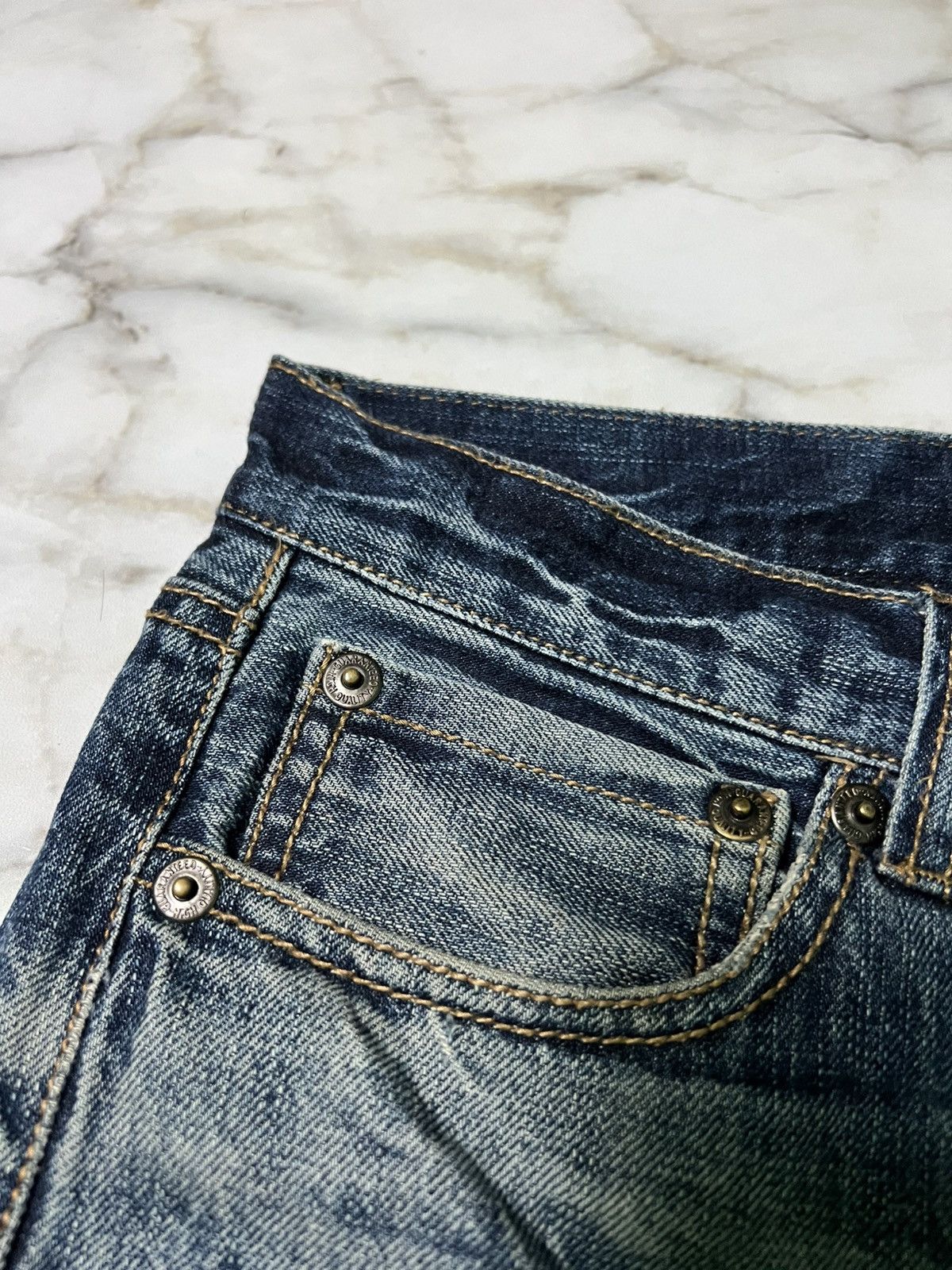 14th Addiction × If Six Was Nine × Japanese Brand 💥Baggy💥Vintage Guitar Pick Washed Distress Clawmark Jean Size US 33 - 7 Thumbnail