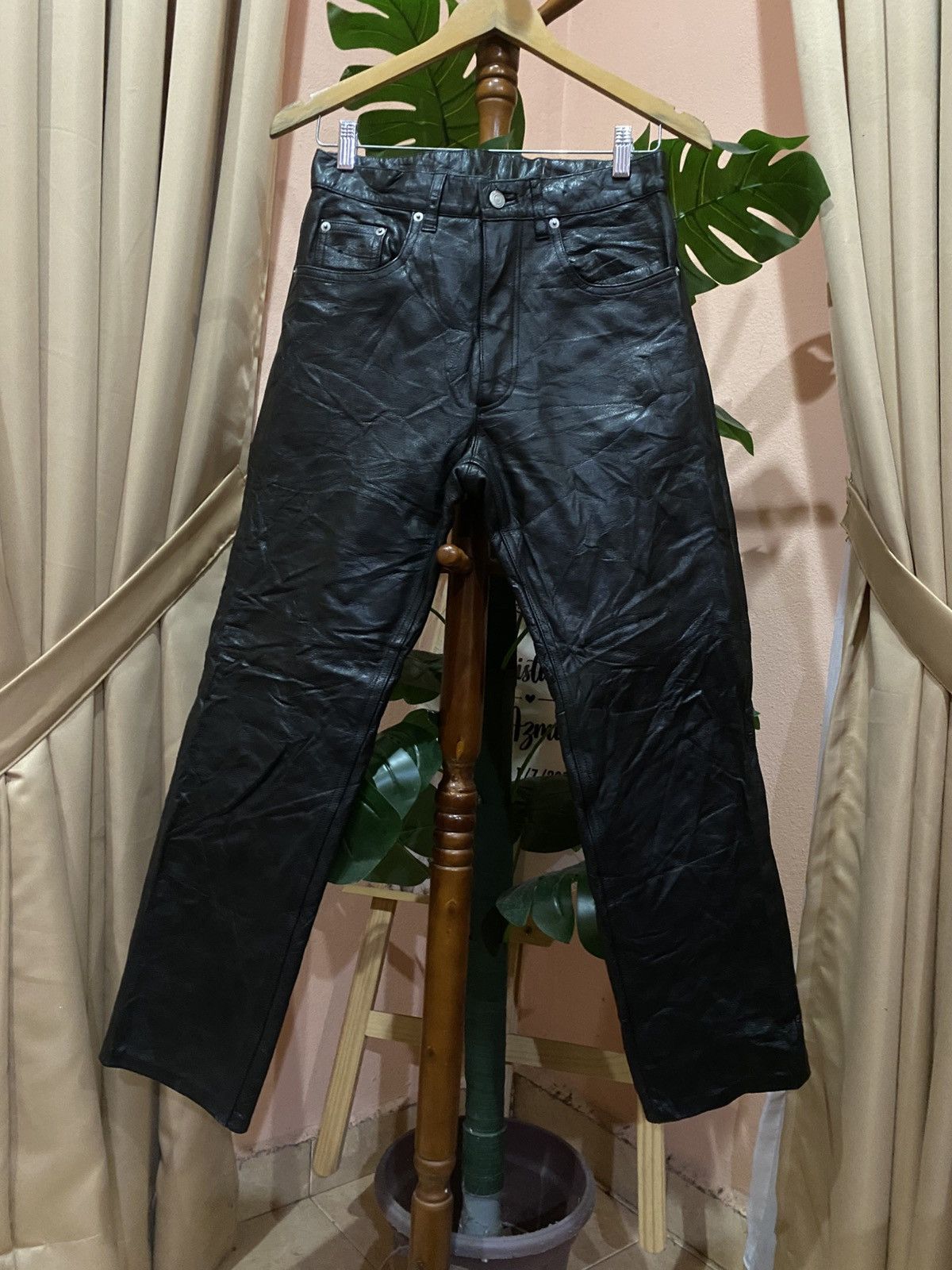 Genuine Leather Vintage WIND ARMOR Nichiwa Black Genuine American Leather Size US 27 - 4 Thumbnail
