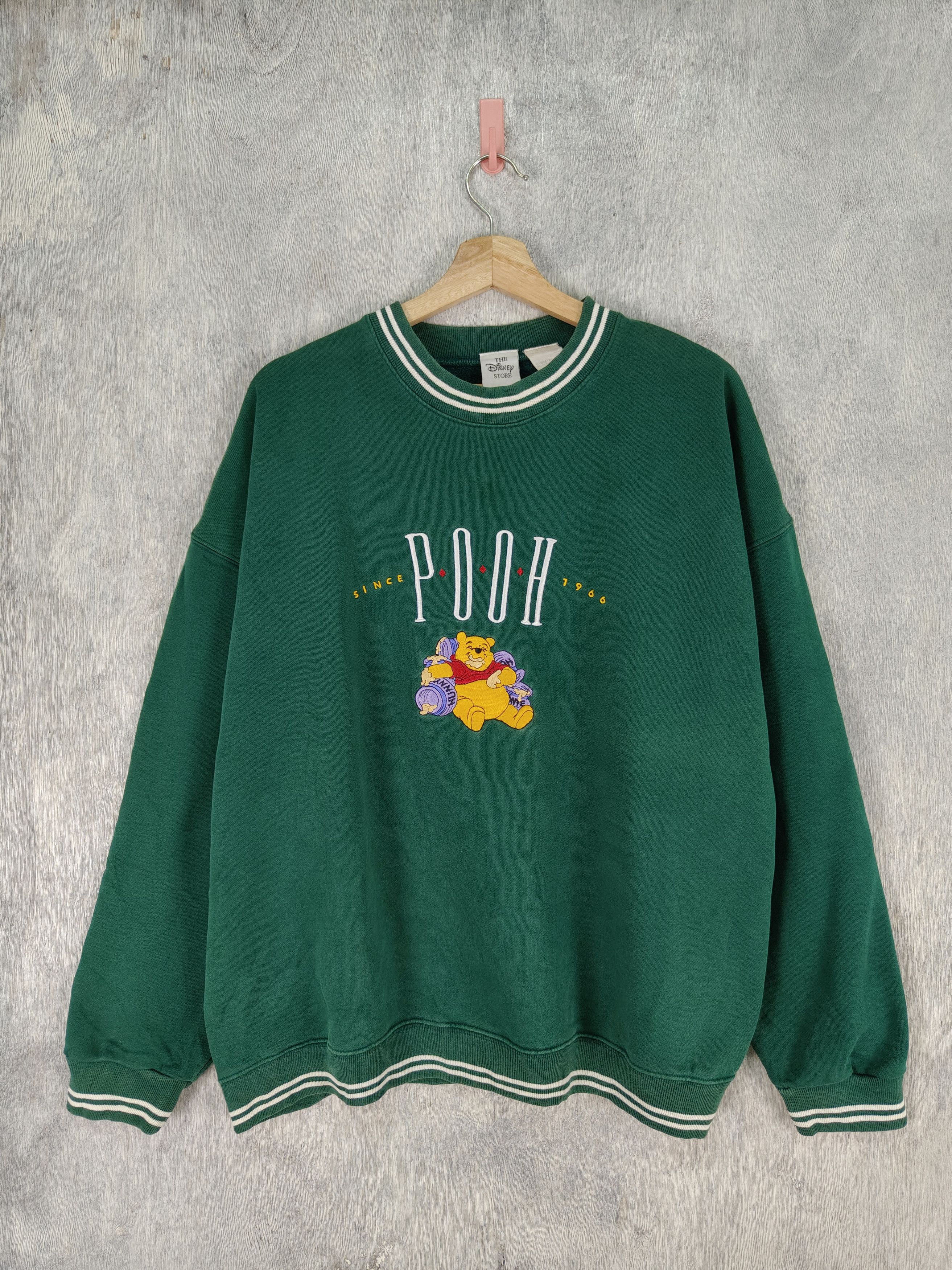 image of Cartoon Network x Disney Vintage Disney Winnie The Pooh Cartoon Sweatshirt in Green, Men's (Size XL