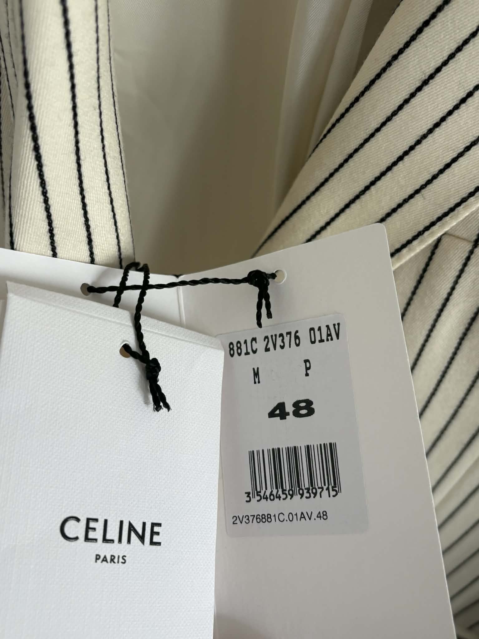 Celine *Last Drop* Celine SlimFit Pinestripe Wool Blazer - Slimane Size 48S - 4 Thumbnail