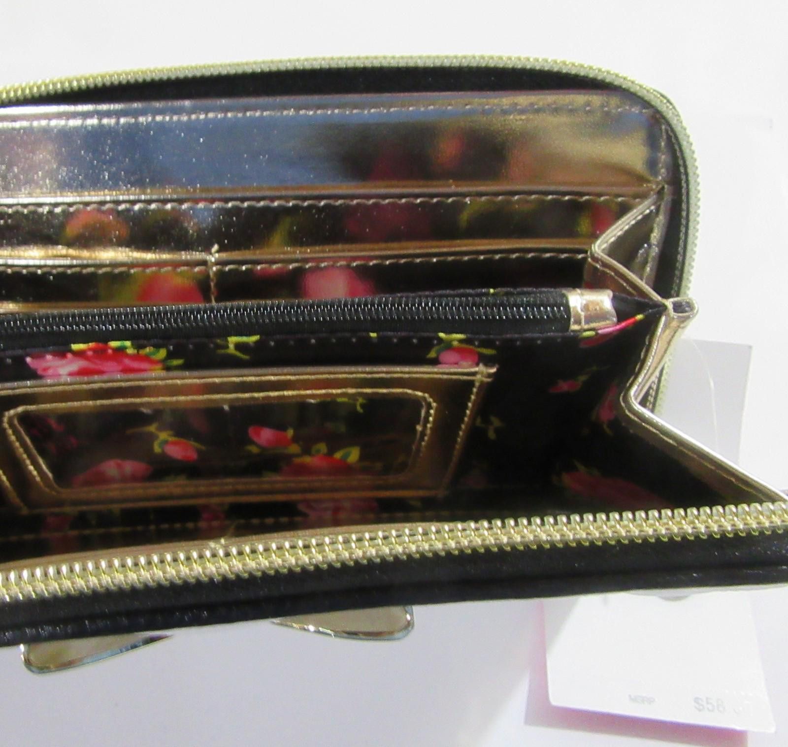 Other Betsey Johnson Stitched Rose and Bow Zip Around Wallet NWT Size ONE SIZE - 4 Thumbnail