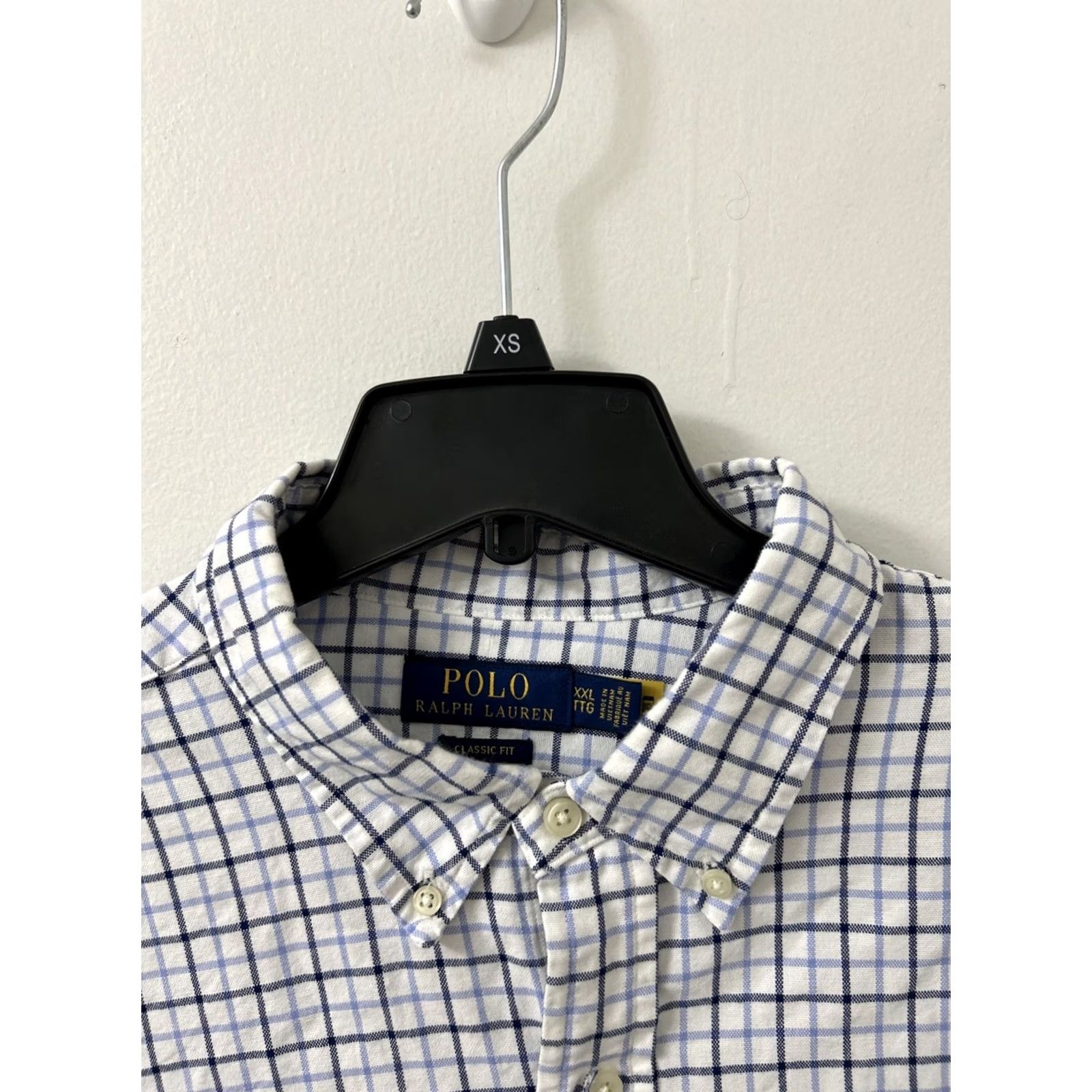 Ralph Lauren VINTAGE Polo Ralph Lauren Shirt Mens 2XL White Blue Plaid Button-Down L/S Classic Fit Size US XXL / EU 58 / 5 - 6 Thumbnail