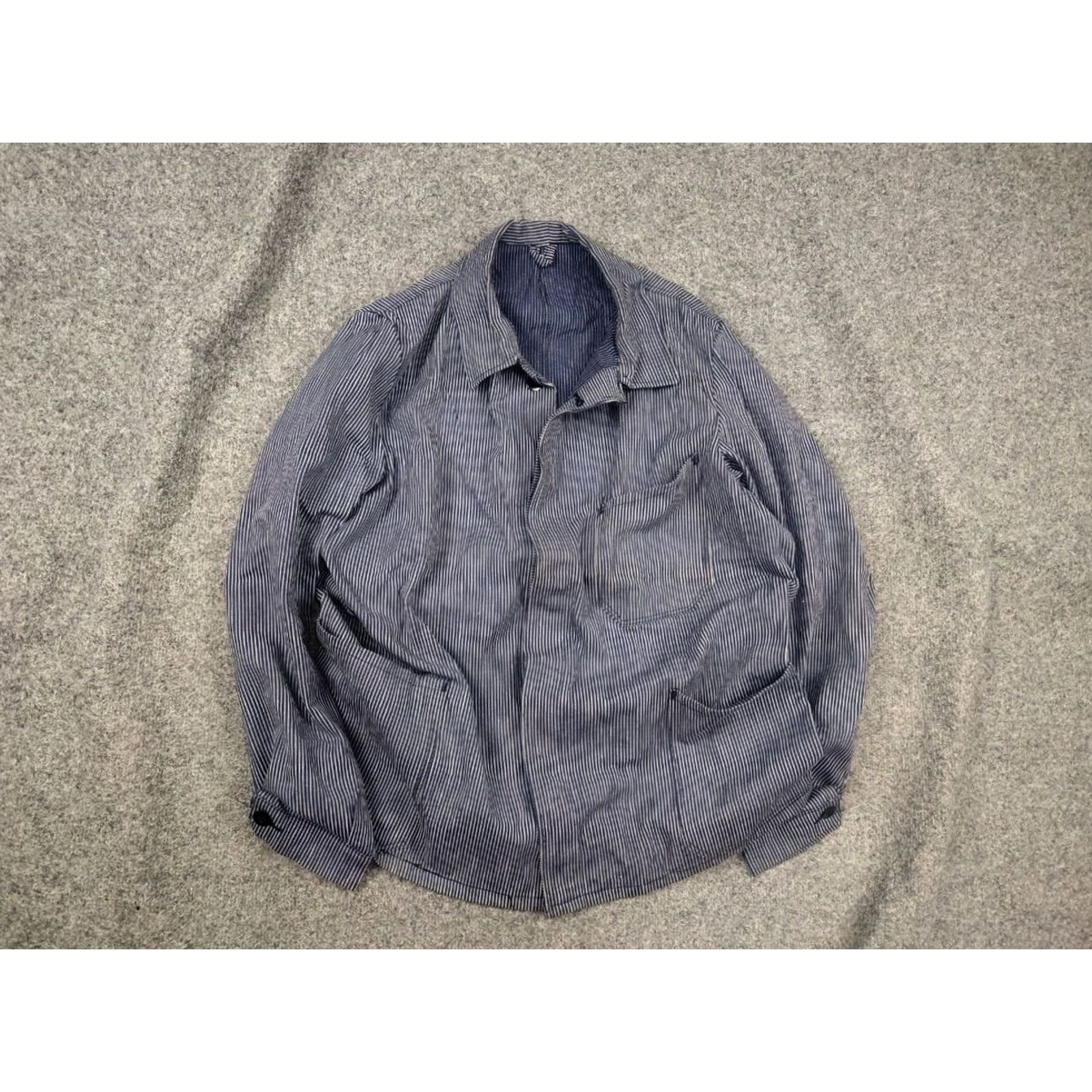 Vintage VINTAGE sanforized France Cotton Blue Canvas Chore Jacket - 1960s Deadstock Striped Pocket Workwear L Men’s Blues Decade 1960s Size US L / EU 52-54 / 3 - 2 Thumbnail