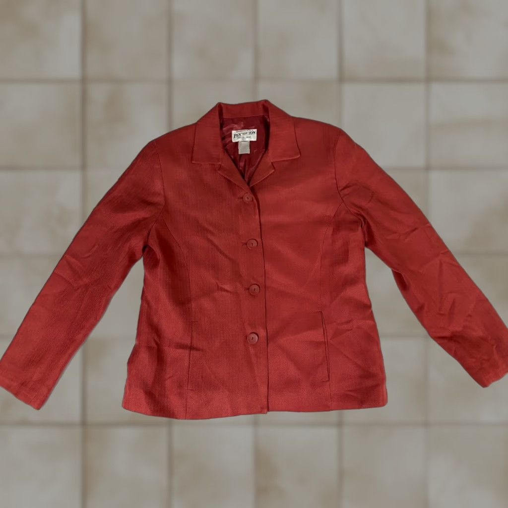 Pendleton Pendleton Blazer Shirt Women 4P Petite Red Formal Casual One Button Lightweight Mid-Length 4P Red Womens Blazer Size S / US 4 / IT 40 - 1 Thumbnail