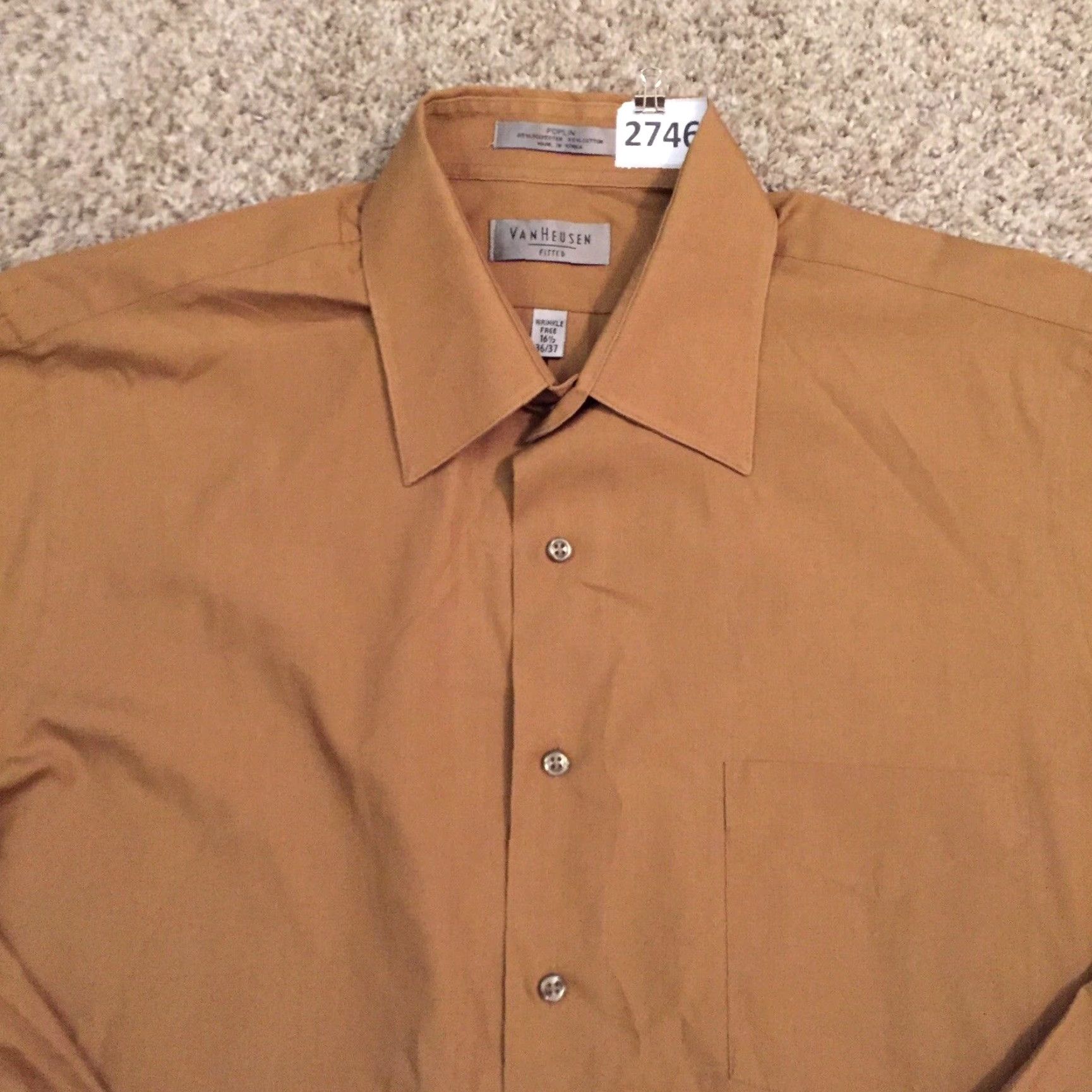 Van Heusen Van Heusen Button-Up Shirt Mens 16.5 Brown Long Sleeve Button-Front Collared Cotton Blend Regular 16.5 Mens Brown Shirt Size US XL / EU 56 / 4 - 3 Thumbnail