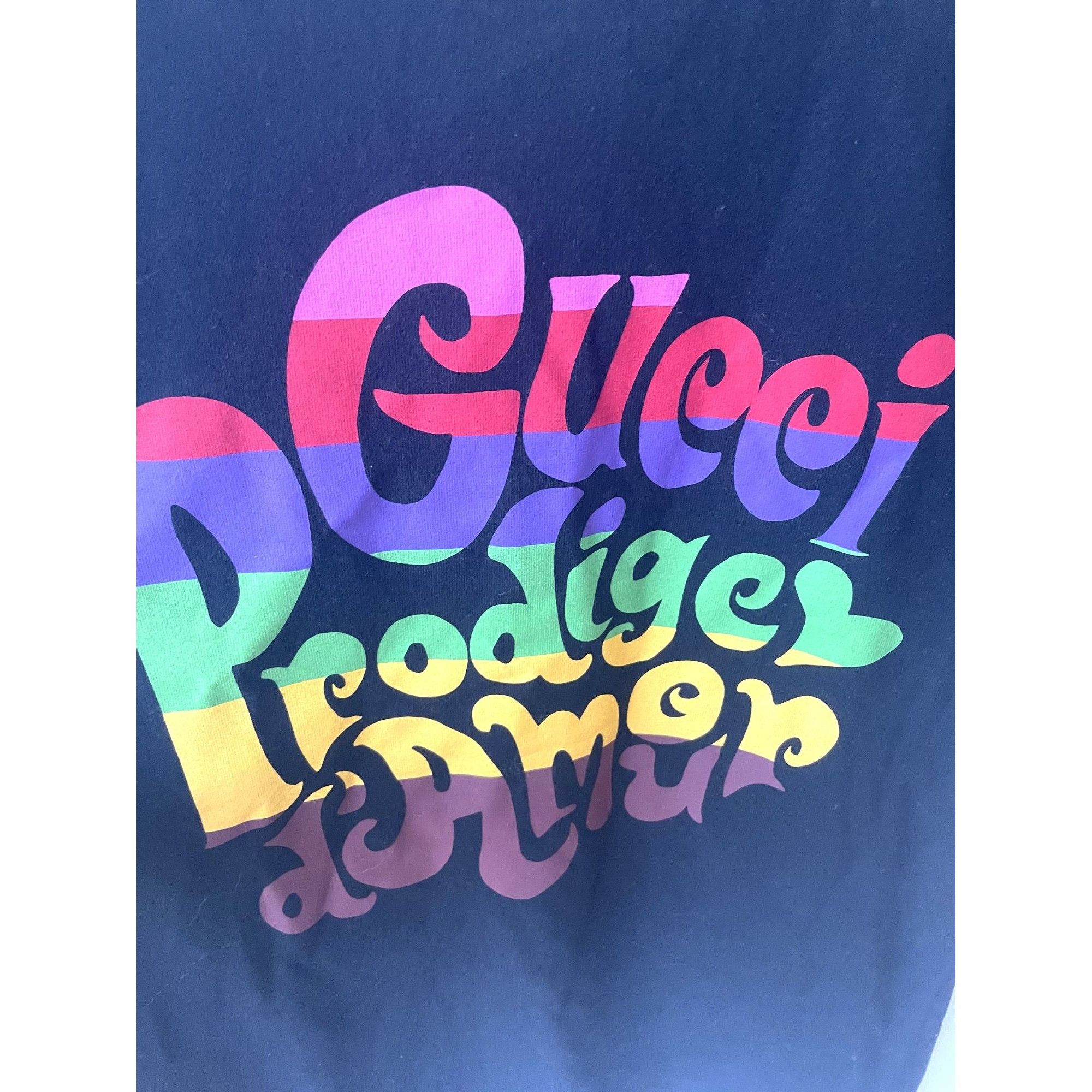 Gucci Gucci Black T-Shirt Rainbow Logo "Prodiges DAmor" Design XXS Size XXS / US 00 / IT 34 - 3 Thumbnail