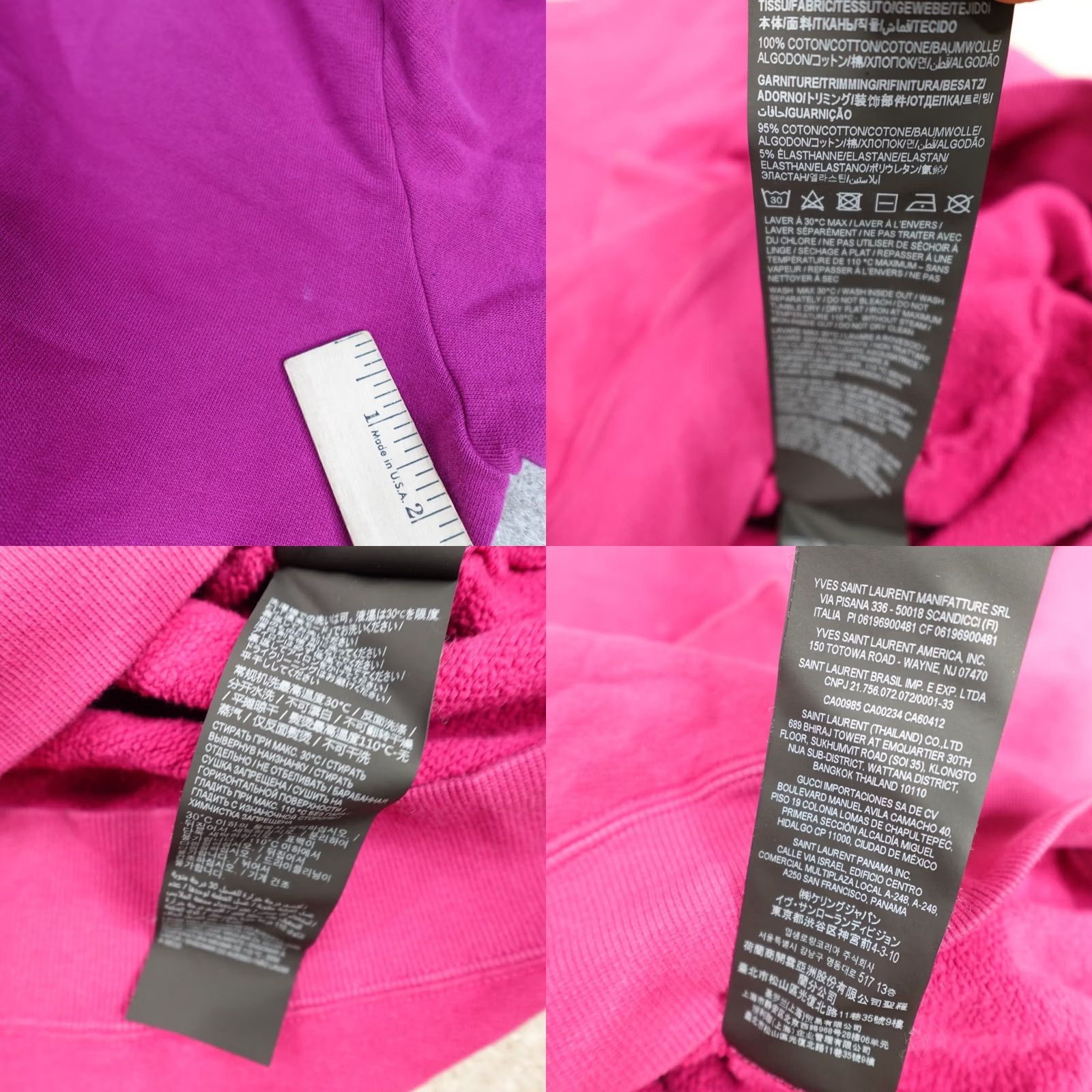 Yves Saint Laurent Nike Yves Saint Laurent Mens Sweater Large Pink Purple Hoodie Spellout Made in Italy Size US L / EU 52-54 / 3 - 9 Thumbnail