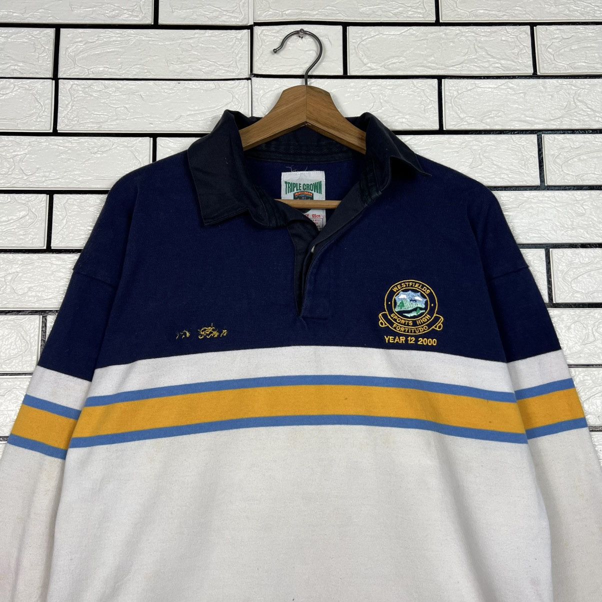 Vintage Y2k TRIPLE CROWN SUPERMAN No. 00 Polo Rugby Shirt #4027-C183 Size US XL / EU 56 / 4 - 4 Thumbnail