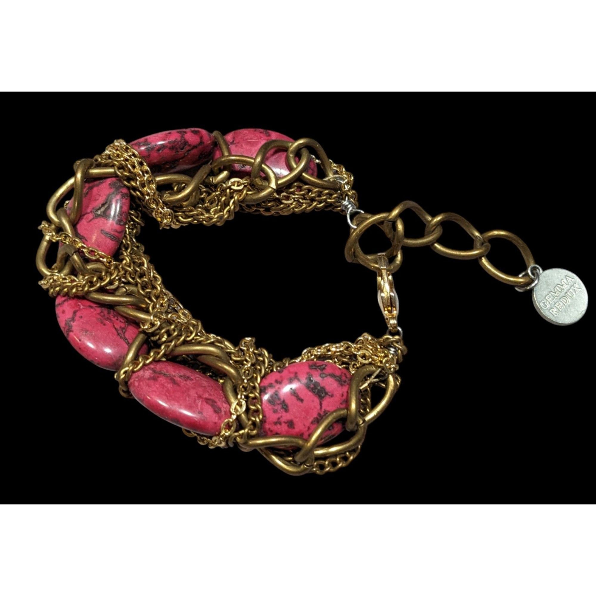 Other Gemma Redux HTF Pink Stone And Gold Tone Chain Bracelet Size ONE SIZE - 2 Thumbnail