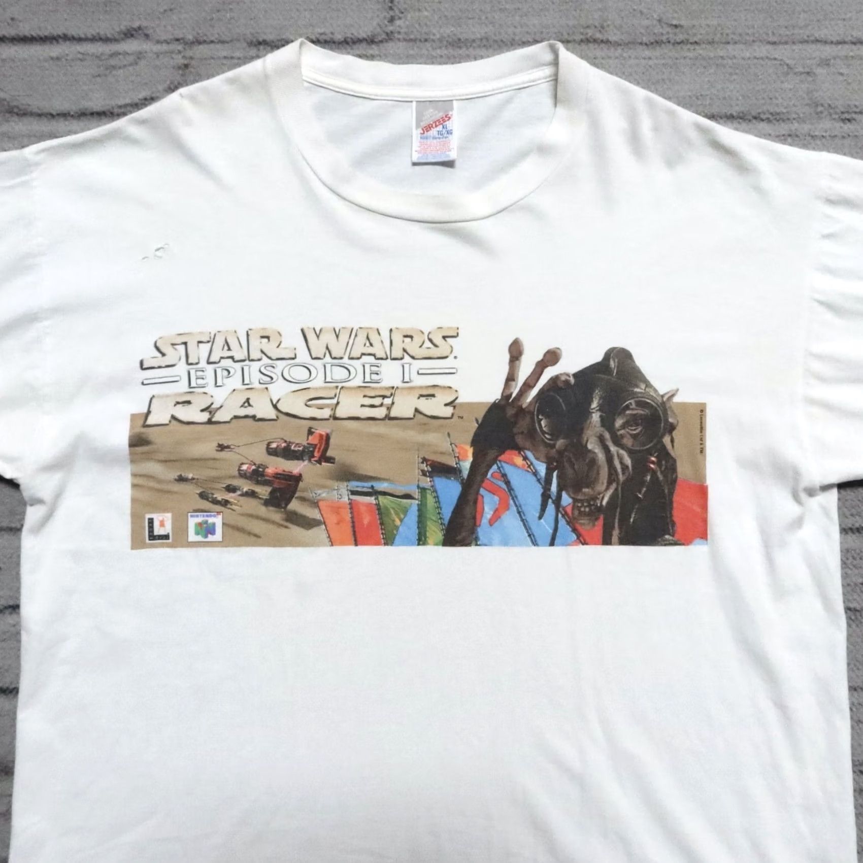 Jerzees Vintage Star Wars Episode 1 Racer Video Game Shirt XL White Mens Shirt Size US XL / EU 56 / 4 - 2 Thumbnail