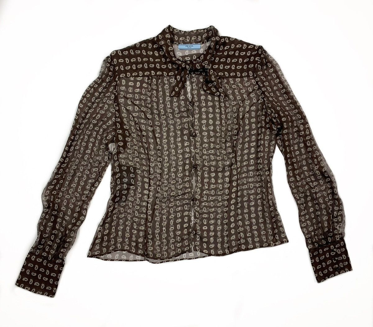 Prada Prada Paisley Print Silk Chiffon Sheer Blouse Brown Size 44 Size S / US 4 / IT 40 - 9 Thumbnail
