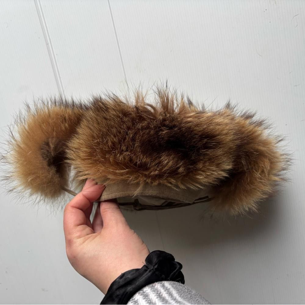 Designer Leather Tie Hat with Fur Brim Size ONE SIZE - 4 Thumbnail