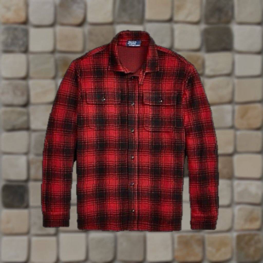 Polo Ralph Lauren VINTAGE Polo Ralph Lauren Men's Plaid Knit Flannel Workshirt XL Red Black Button-Up Casual, Classic Americana Mens Size US XL / EU 56 / 4 - 1 Thumbnail