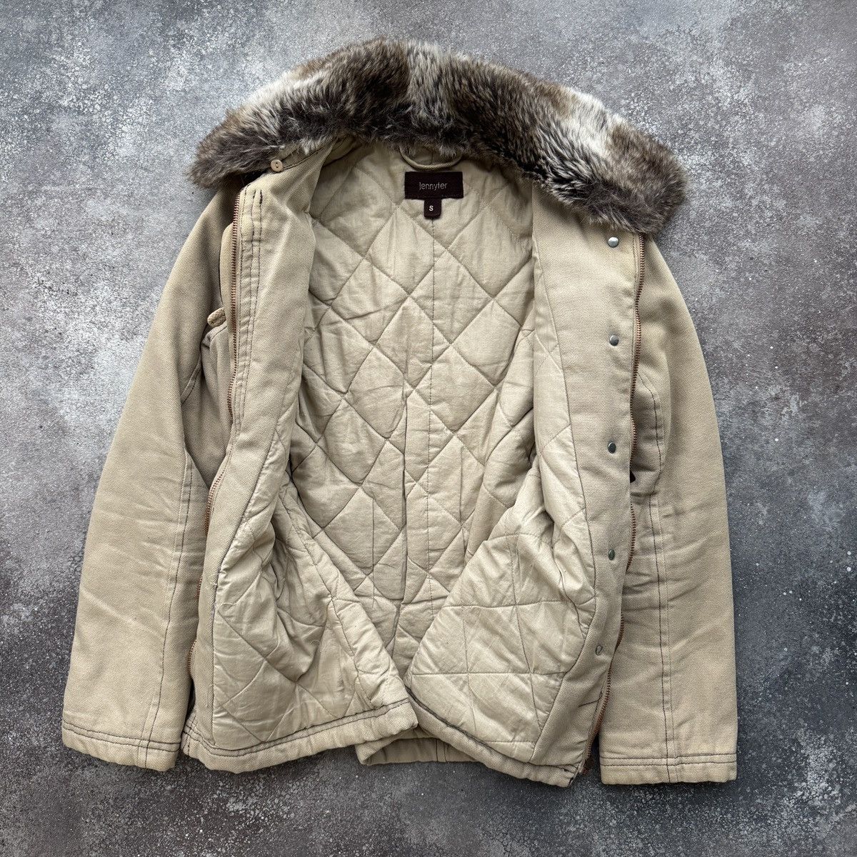 20471120 2000’s Aesthetic Vintage Faux Fur Utility Belted Jacket Size S / US 4 / IT 40 - 12 Thumbnail