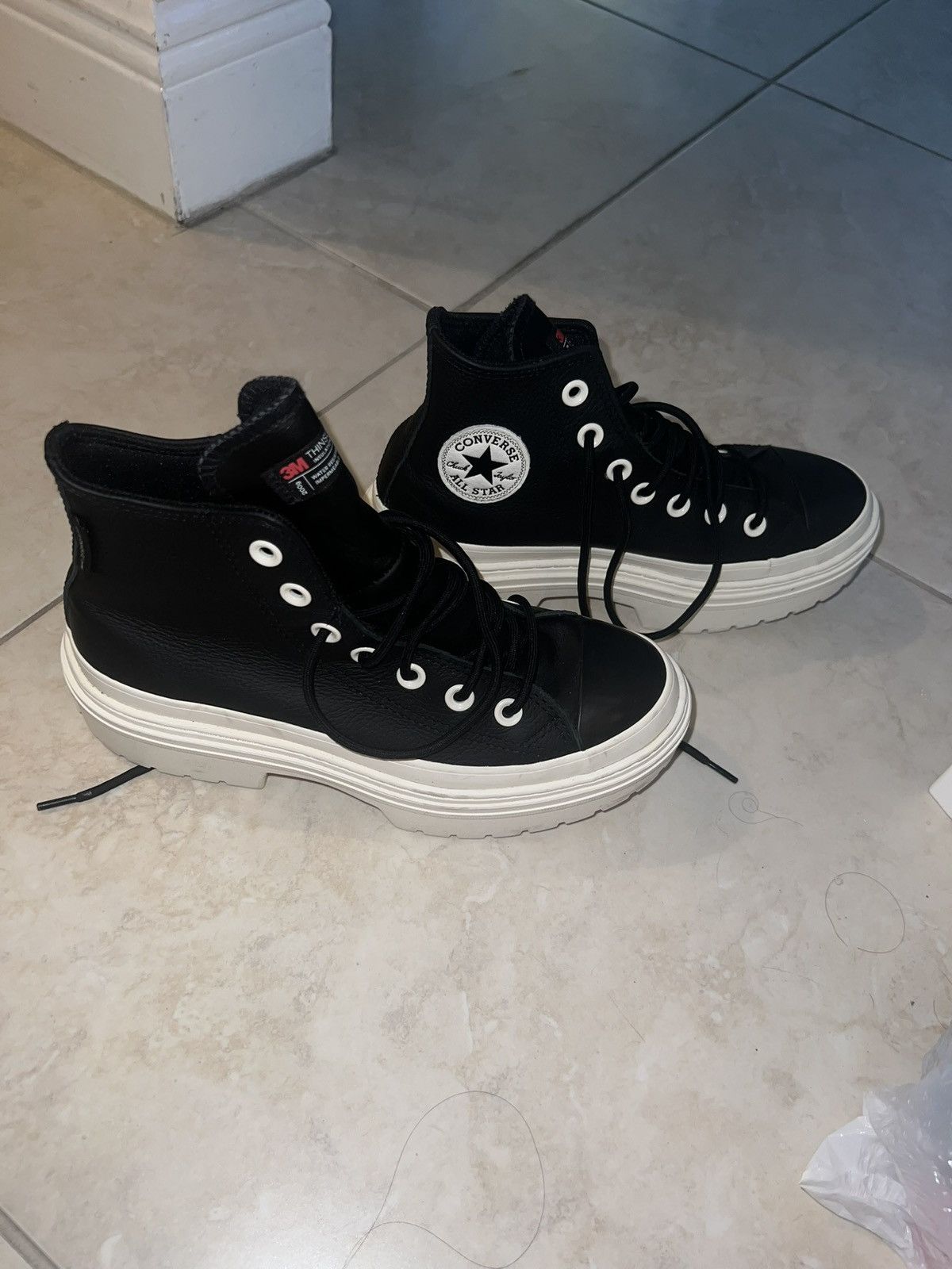 Converse Black Lugged Platform Leather Water-Resistant Converse Size US 6 / IT 36 - 3 Thumbnail