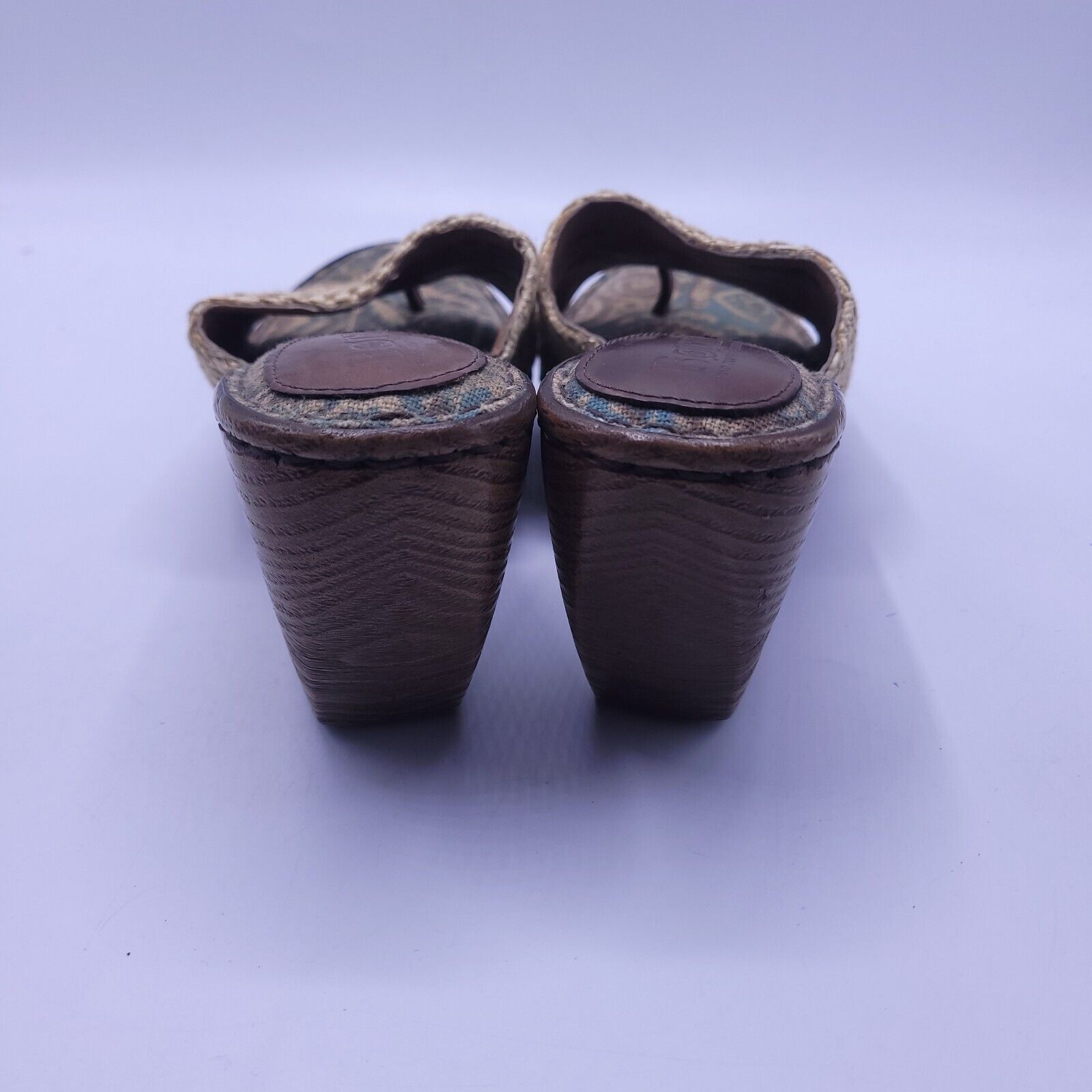 Born Born Leather Wedge Heel Sandal Womens Size 8 39 Brown Beige Size US 8 / IT 38 - 3 Thumbnail