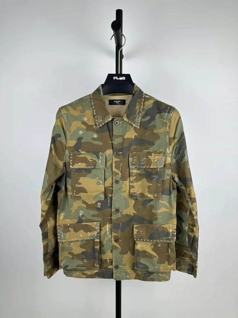 Amiri Amiri pocket stud camo distressed denim jacket Size US S / EU 44-46 / 1 - 1 Thumbnail