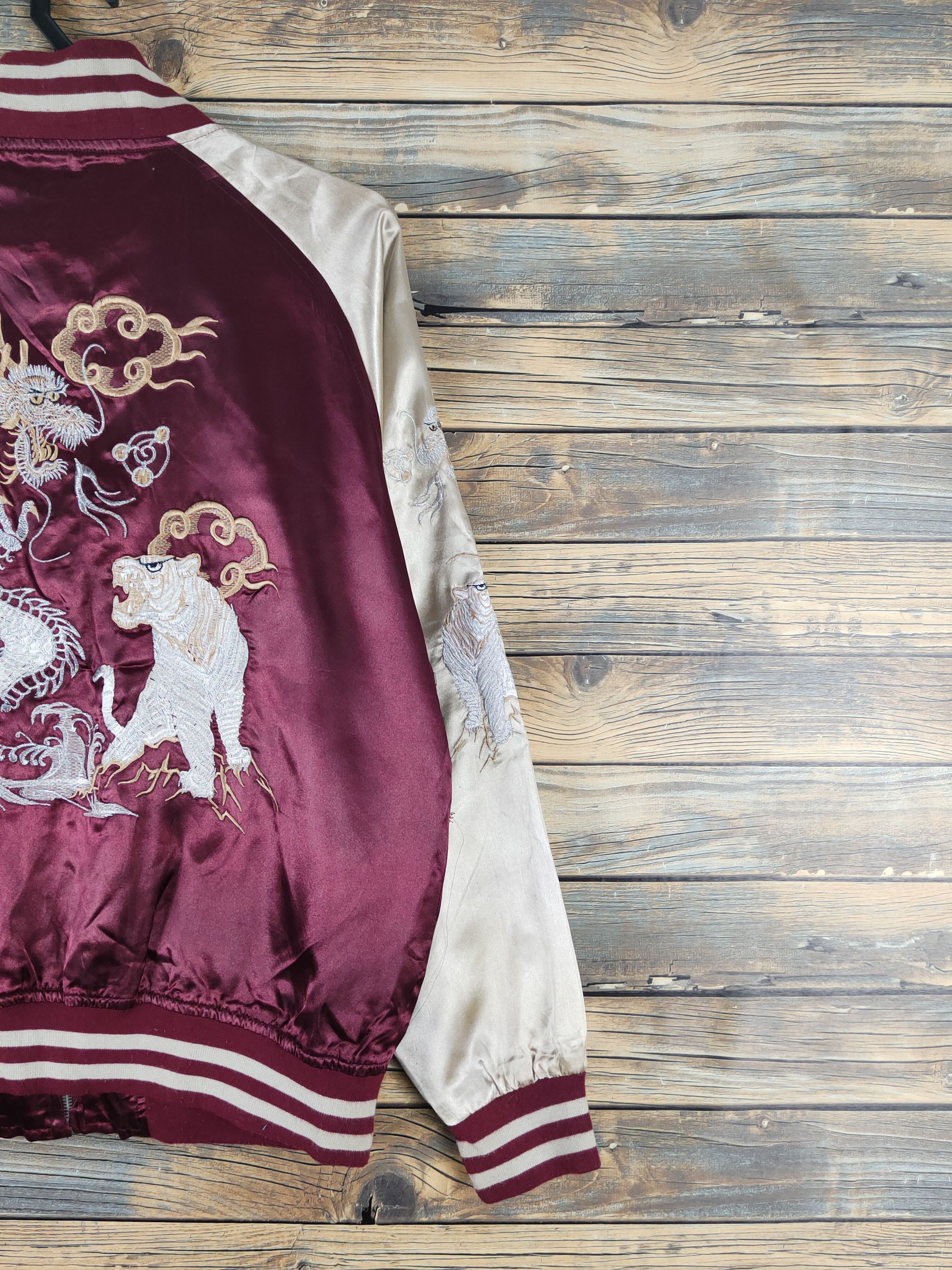 Japanese Brand DL Japan vintage Maroon Dragon tiger varsity Jackets #W1627 Size US L / EU 52-54 / 3 - 3 Thumbnail