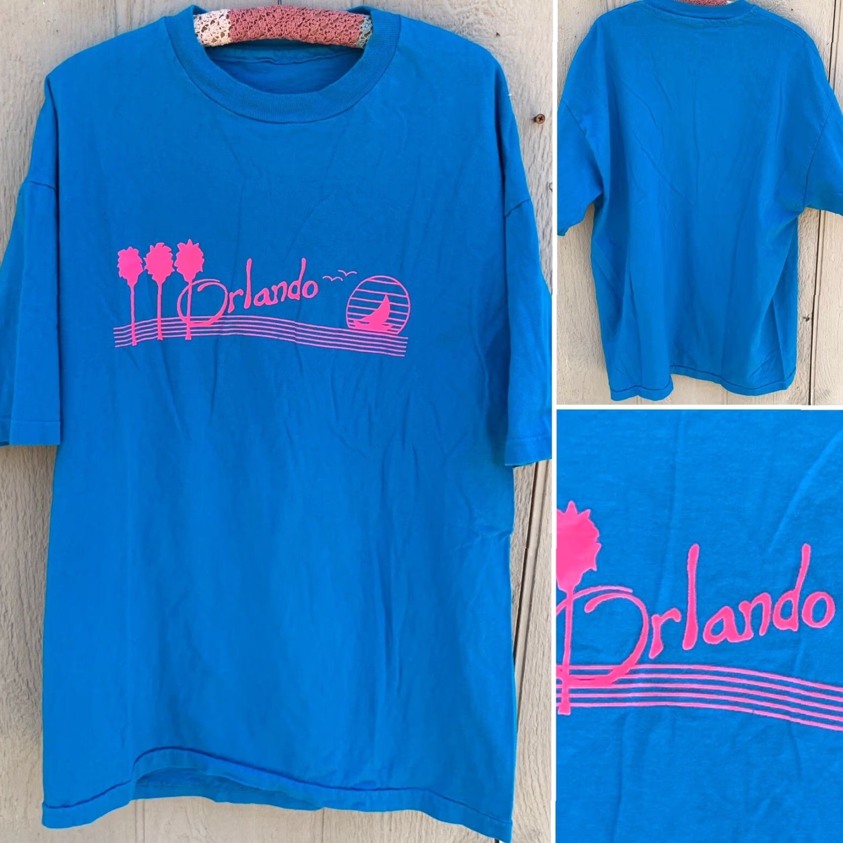 Pinko VINTAGE Orlando T Shirt Neon Pink Graphics Tee Single Stitch 80s 90s 2XL Blues? Size US XXL / EU 58 / 5 - 5 Thumbnail