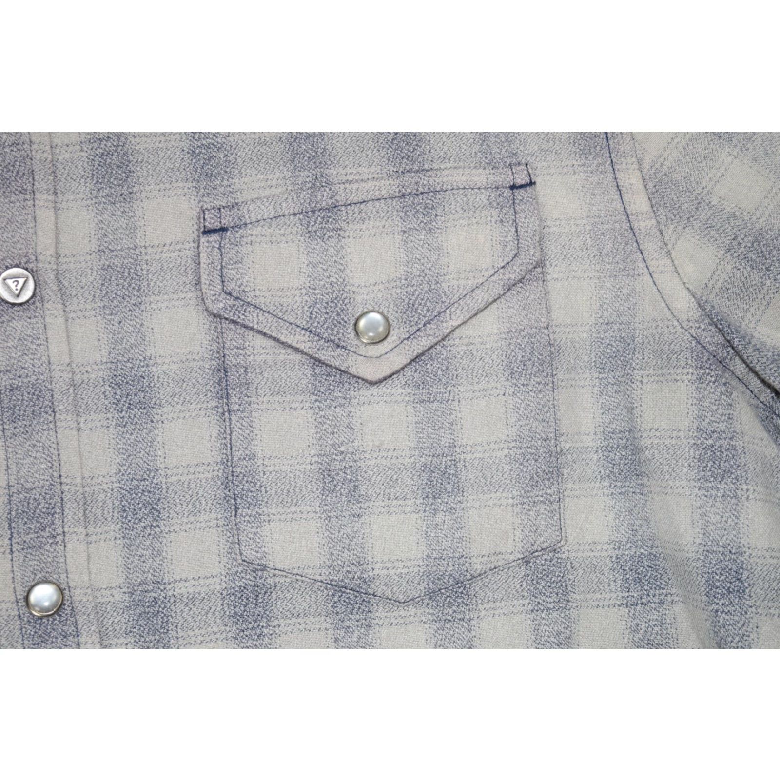 Guess GUESS JEANS Shirt Mens Medium Shadow Plaid Grey Cotton Flannel Snap Up Western 90s Size US 31 - 7 Thumbnail