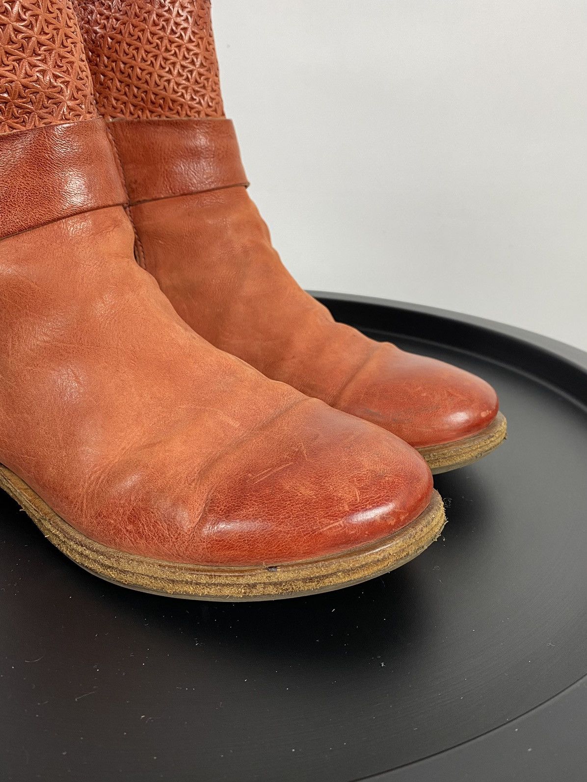 A.S.98 × If Six Was Nine × KMRii A.S.98 Biker Zip Boots Leather Y2K Red Shoes Size US 9 / IT 39 - 5 Thumbnail