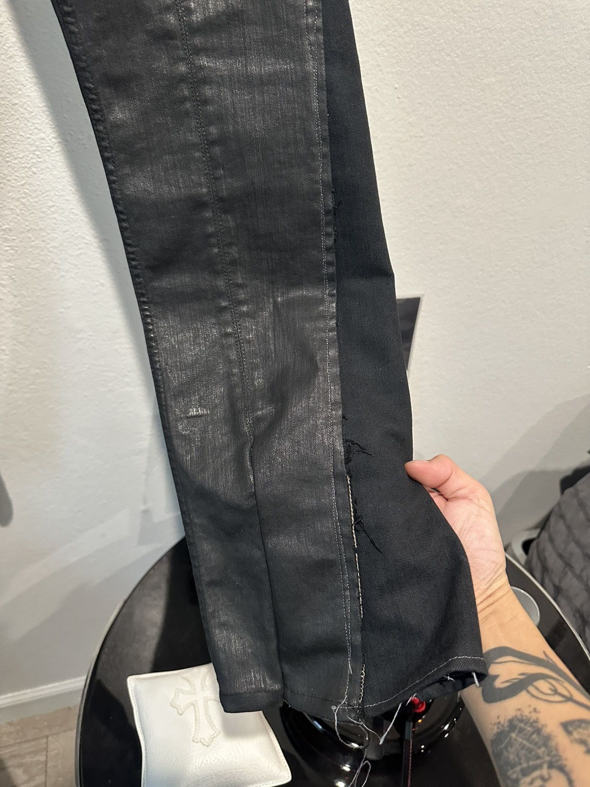 Rick Owens FW20 Performa Heavy Waxed Tyrone Bootcut Denim 31 Size US 31 - 4 Thumbnail