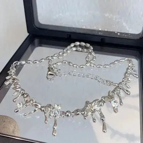 Chain x Jewelry Irregular Waterdrop Shape Pendant in Silver, Men's
