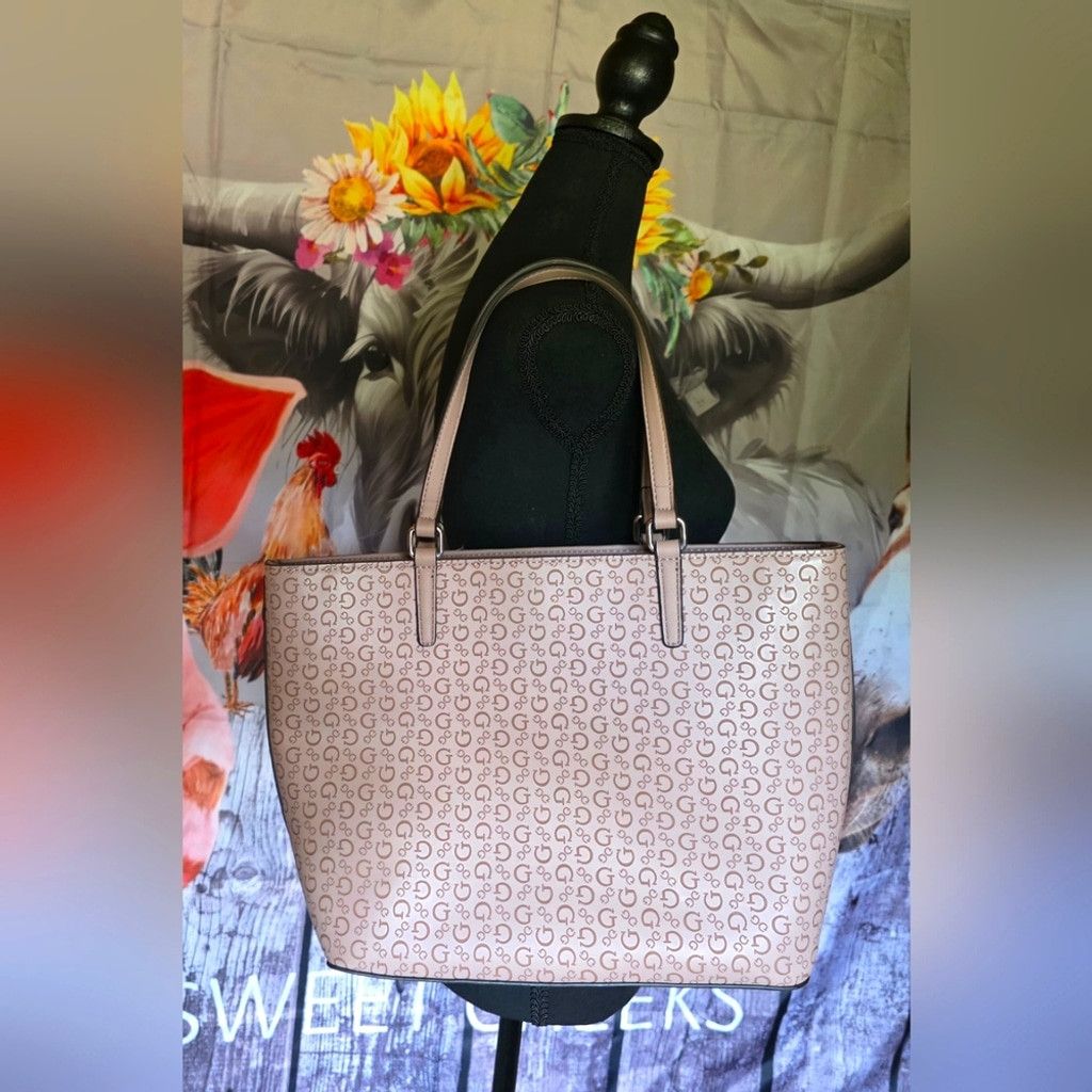 Guess Guess Light Pink Monogram Tote with Pouch Size ONE SIZE - 2 Thumbnail