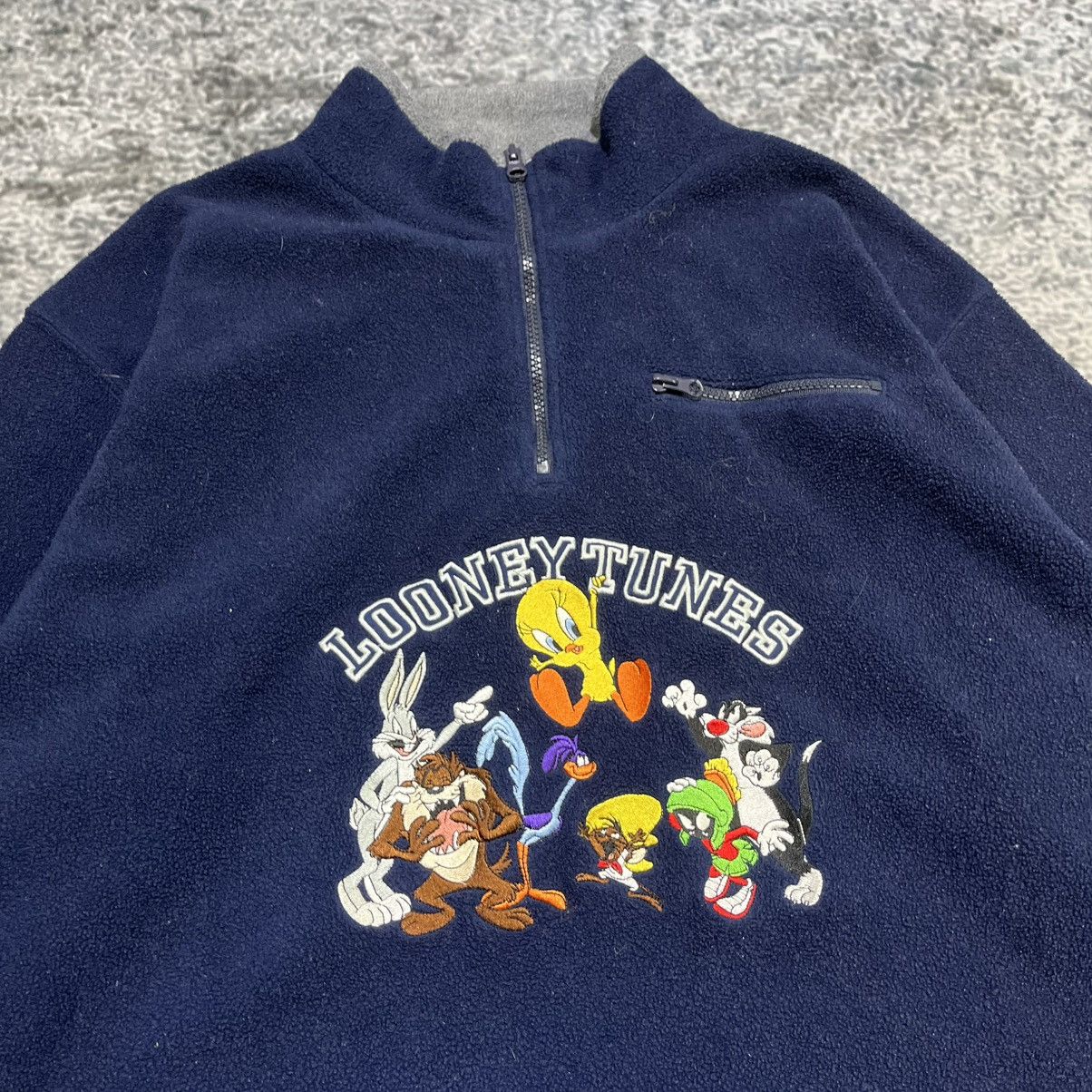Warner Bros Vintage 90s Looney Tunes Embroidered 1/4 Zip Fleece Sweater Size US XXL / EU 58 / 5 - 4 Thumbnail