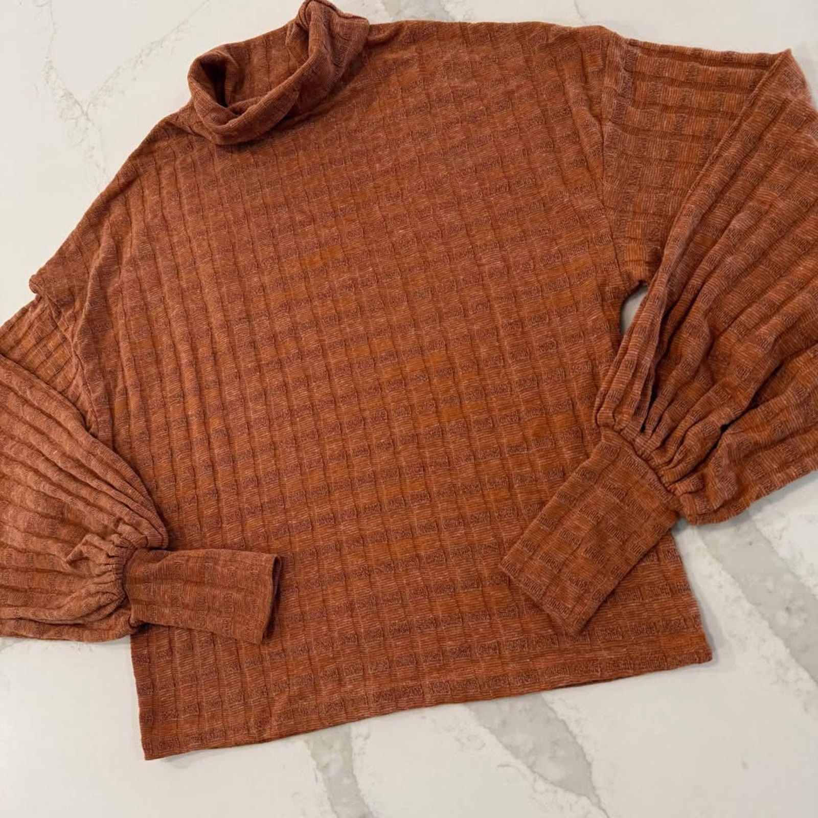 Other Gimmicks by Buckle Textured Knit Top Womens XS Rust Orange Size XS / US 0-2 / IT 36-38 - 2 Thumbnail