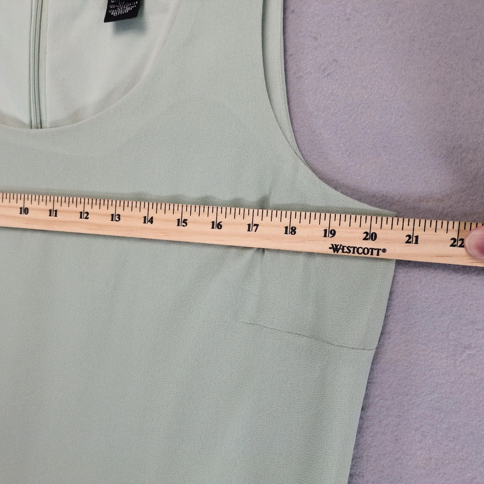 Vintage Virgo Sage Green Chiffon Sleeveless A-Line Midi Dress 16 Size XXL / US 16-18 / IT 52-54 - 5 Thumbnail