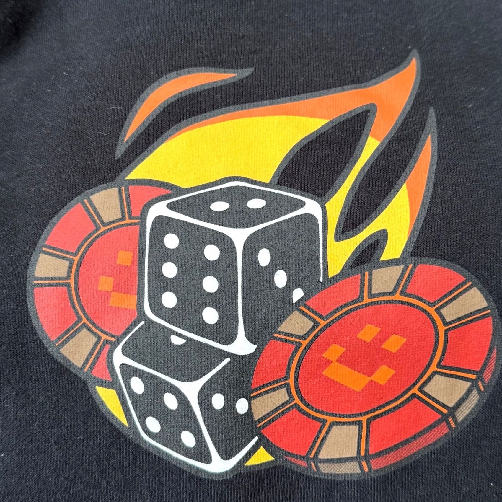 Vintage Five Hills Hoodie Mens XL Black Dice Poker Chips Flames Pullover Casino Size US XL / EU 56 / 4 - 3 Thumbnail