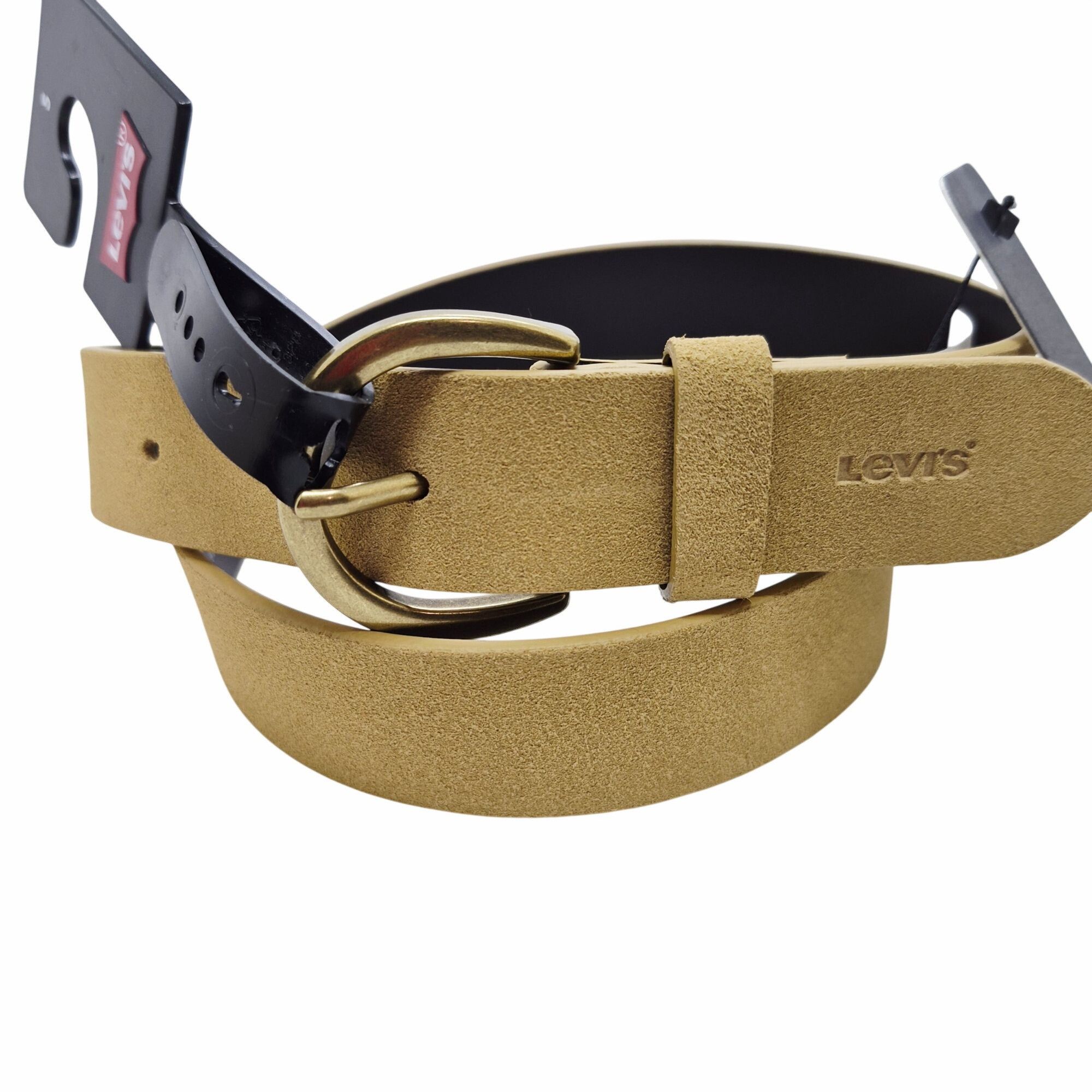 Levi's Levis High-low Tan Suede Leather Belt With Beige Tone Buckle Size ONE SIZE - 1 Thumbnail