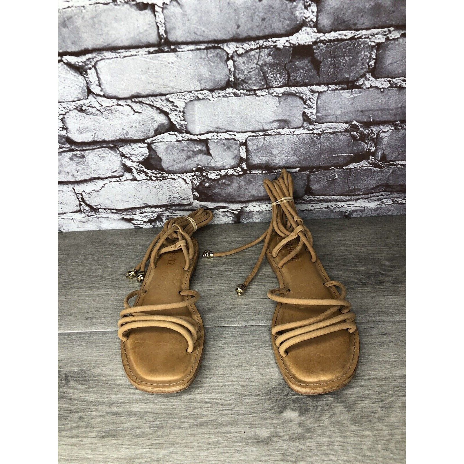Other SCHUTZ Magdalena Nude Caramel Nubuck Boho Ankle Lace Sandals Size US 7 / IT 37 - 9 Thumbnail