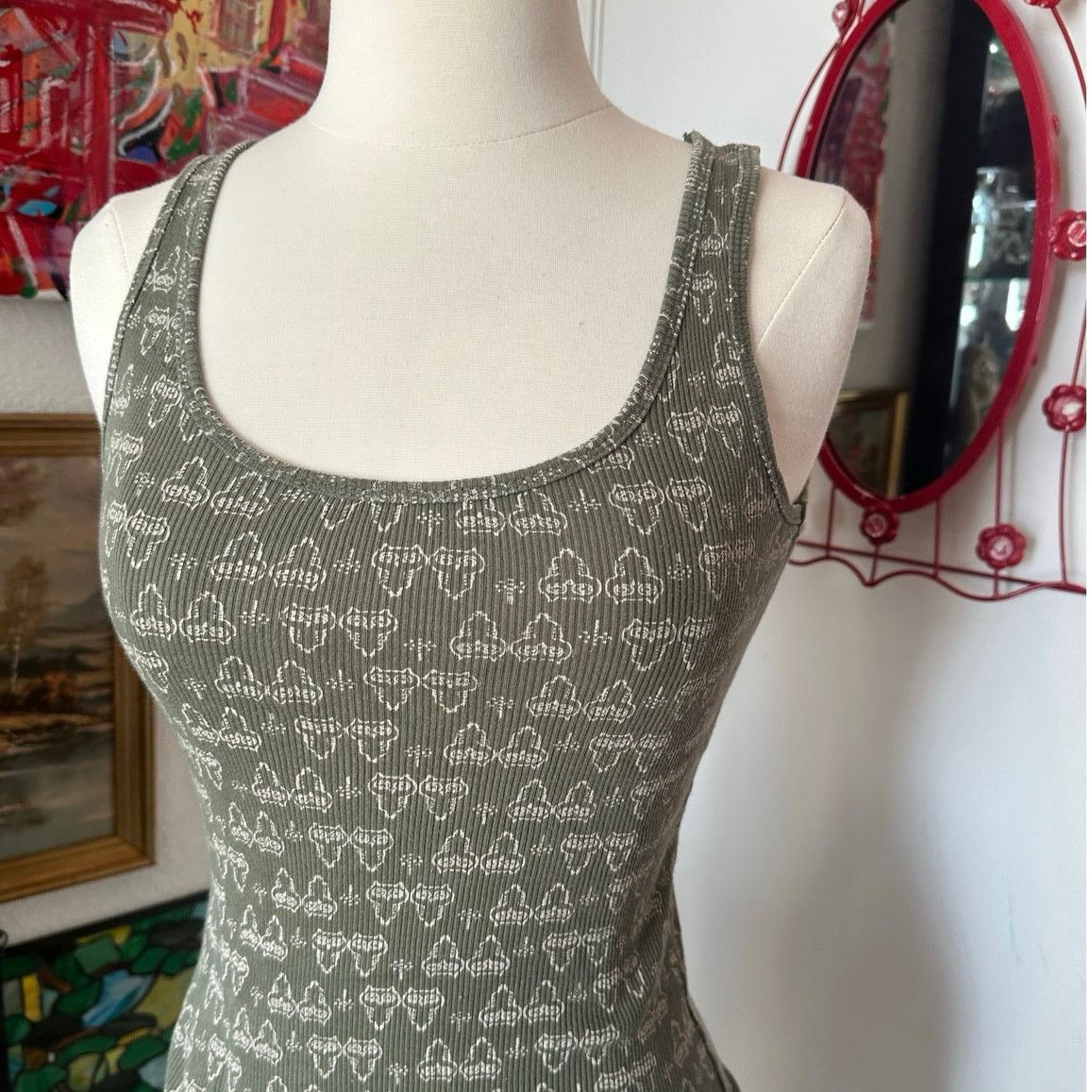 Old Navy old navy green and white owel graphic tank top Size S / US 4 / IT 40 - 2 Thumbnail