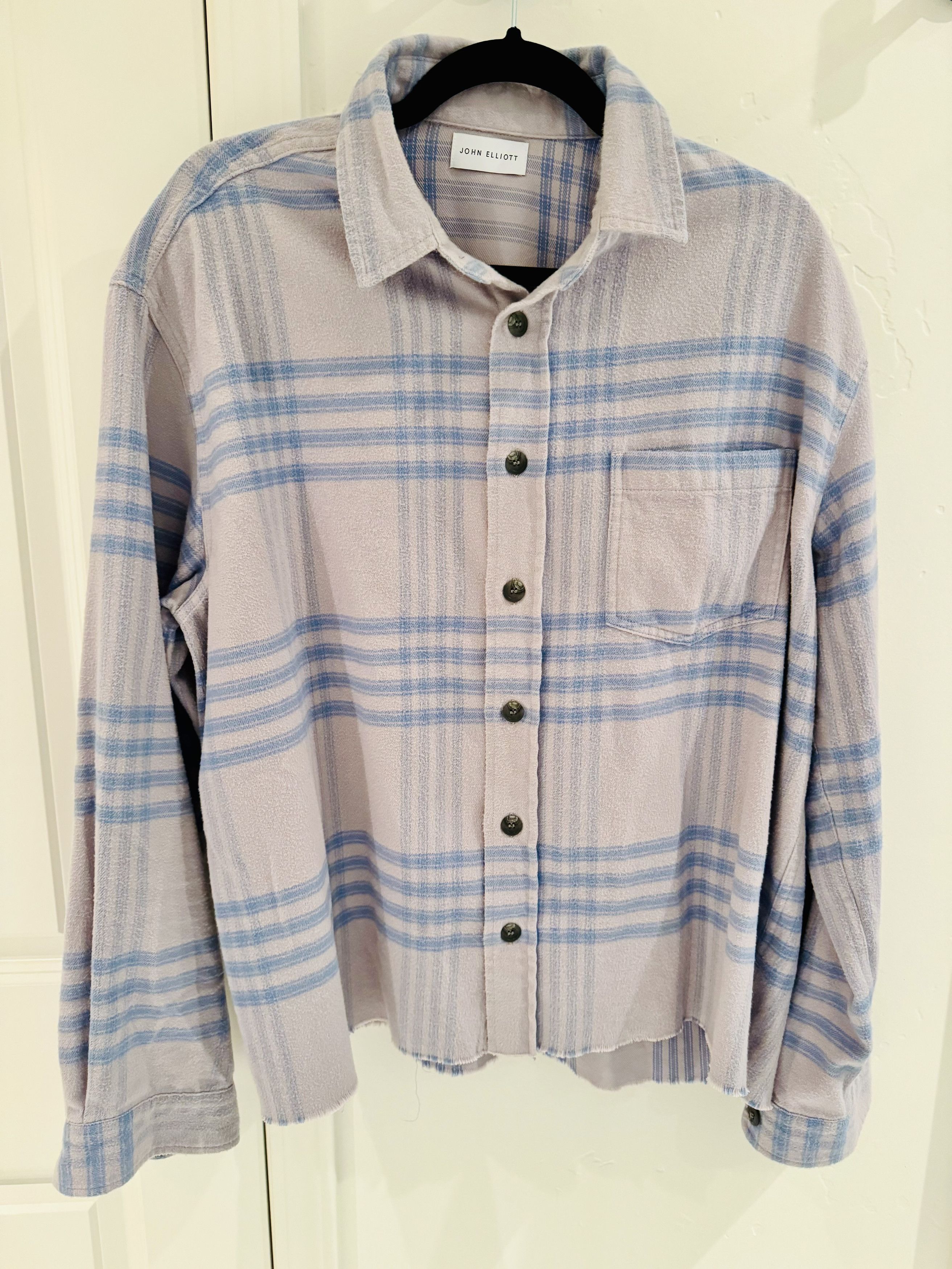 image of John Elliott Hemi Oversized Shirt in Acai Check, Men's (Size Medium)