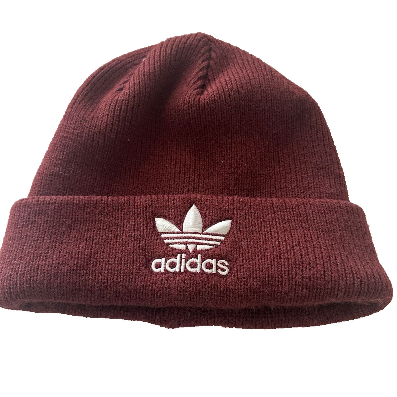 Adidas ADIDAS Originals Trefoil Beanie Maroon OSFM 100% Acrylic Size ONE SIZE - 1 Thumbnail