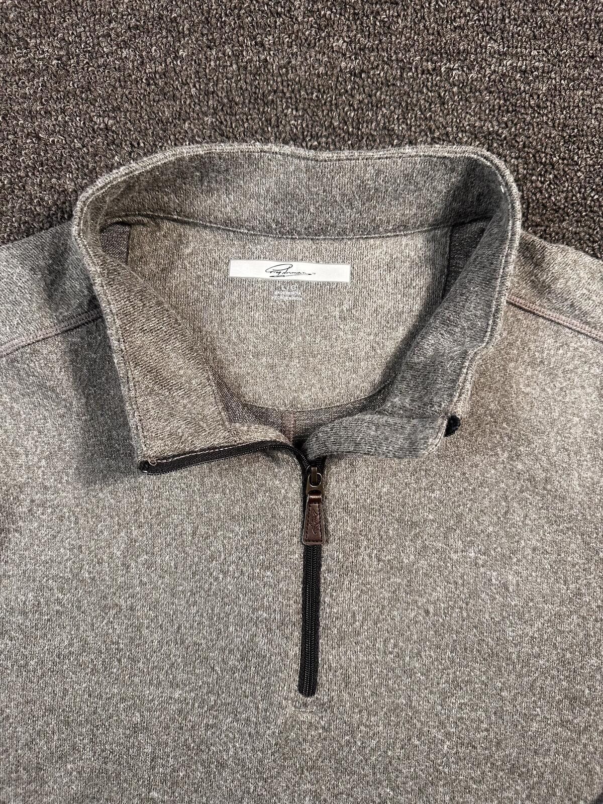 Unknown London Greg Norman Gray Quarter-Zip Sweater with Elbow Patches Size US M / EU 48-50 / 2 - 4 Thumbnail