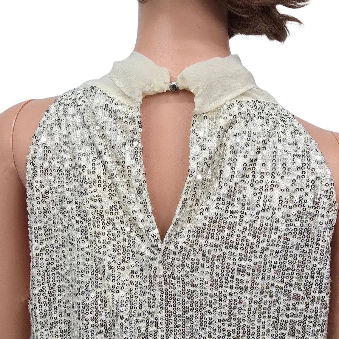 Calvin Klein NWT Calvin Klein Sequin Top Blouse Sleeveless Tie Front M Size M / US 6-8 / IT 42-44 - 9 Thumbnail