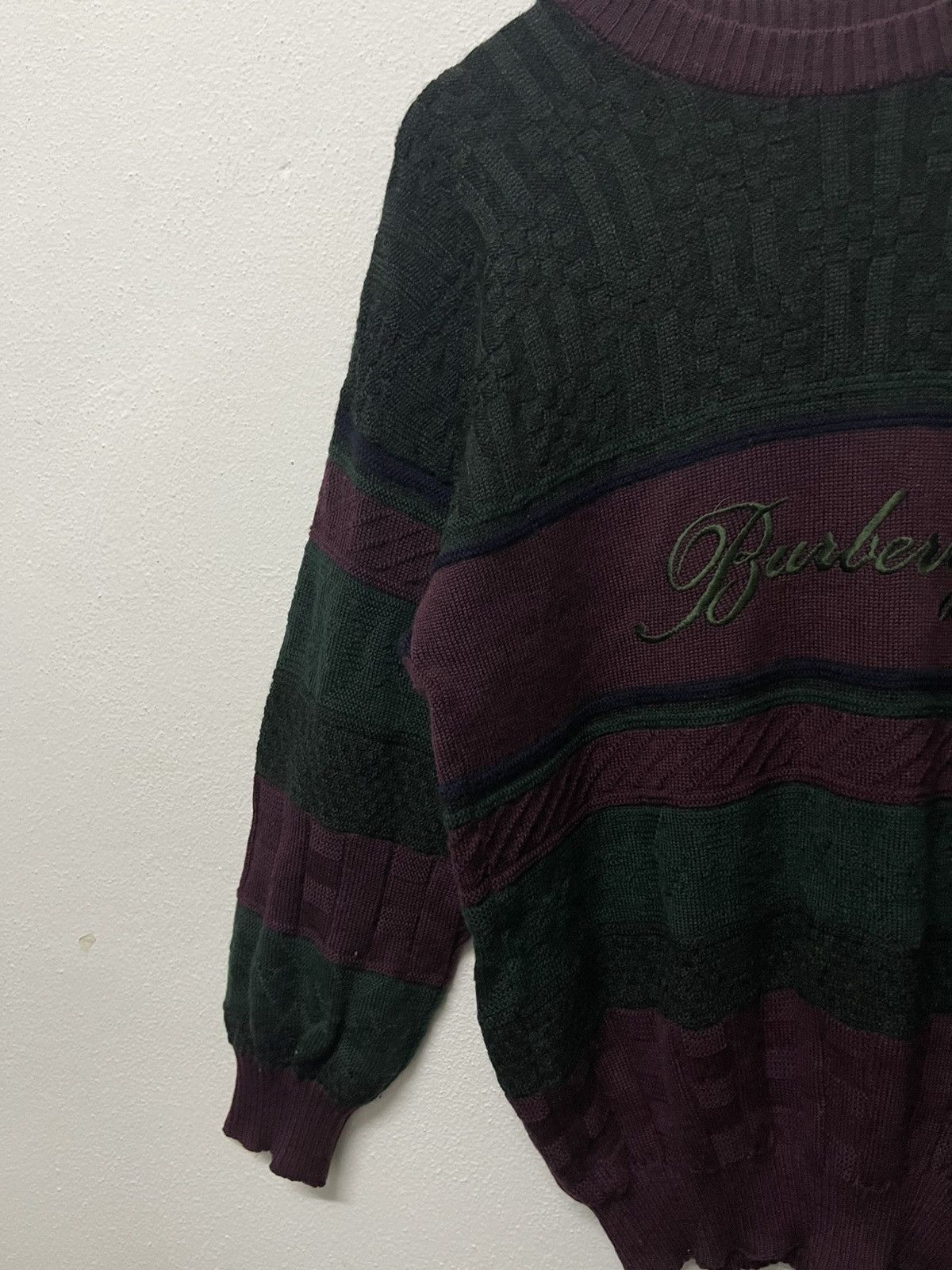 90s BURBERRYS WOOL KNITWEAR MULTICOLOUR SPELLOUT