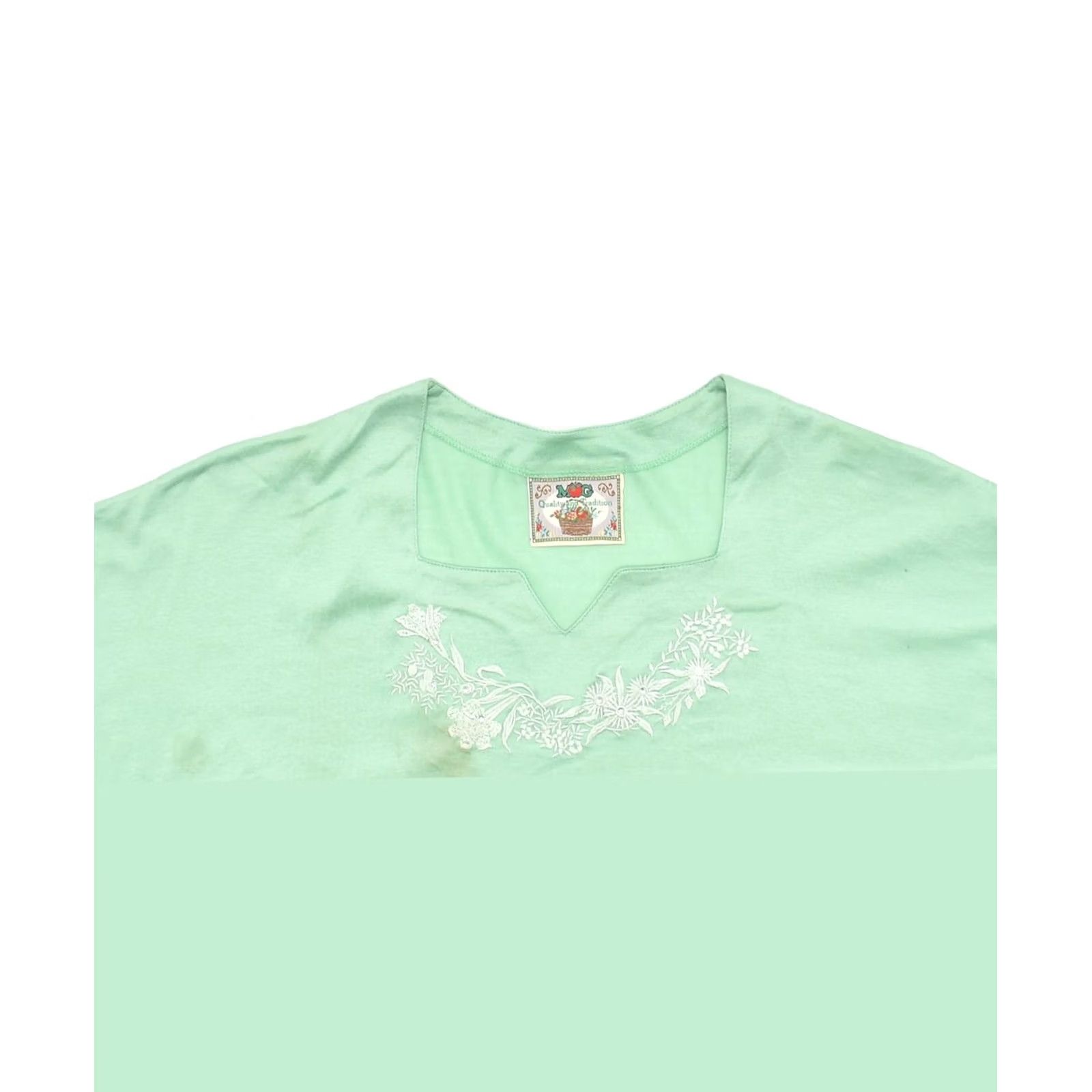 Vintage VINTAGE M & G Womens Short Sleeve Tunic Top IT 48 XL Green Cotton PO10 Size XL / US 12-14 / IT 48-50 - 4 Thumbnail