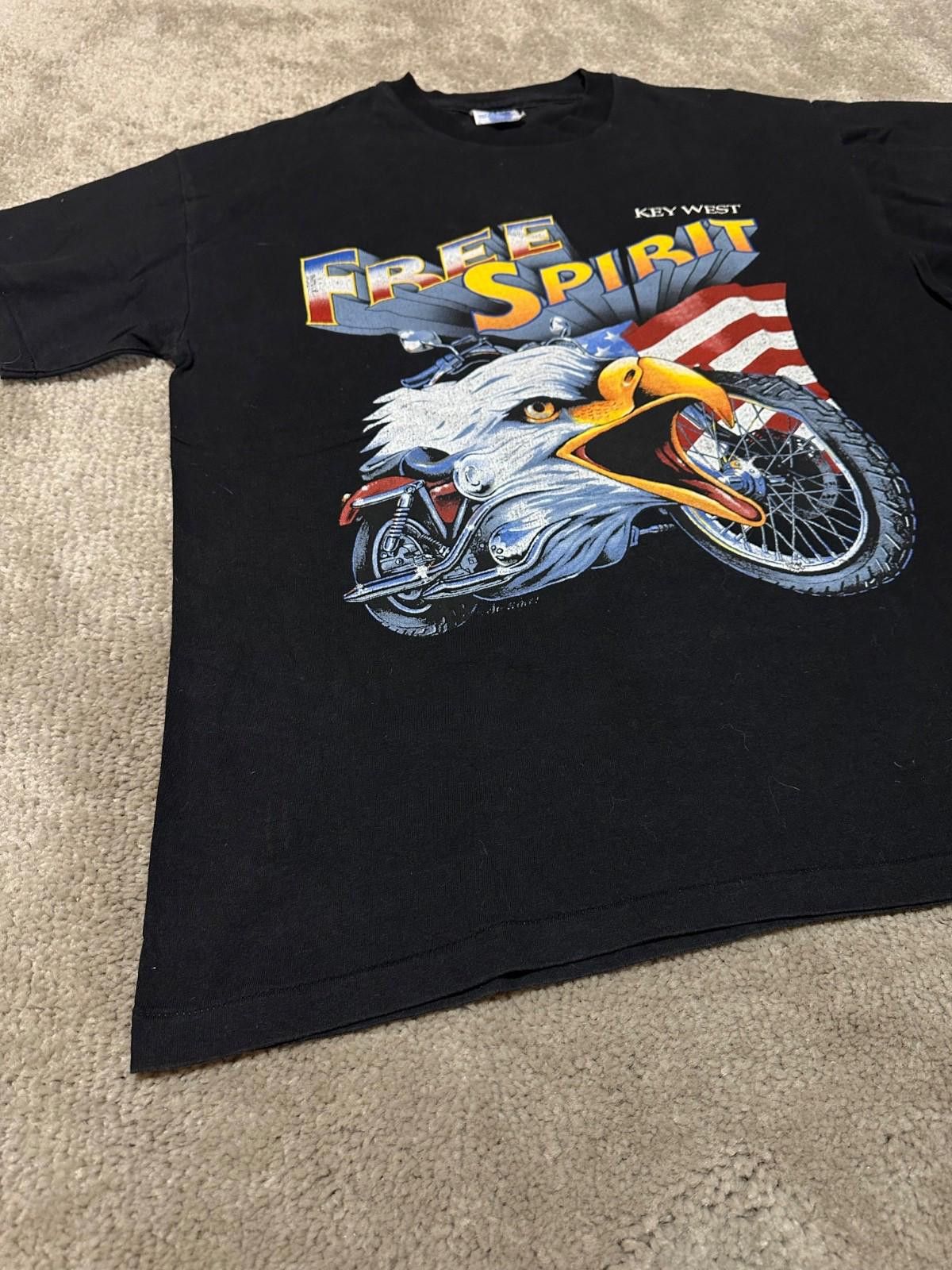 Hanes Vintage Free Spirit Motorcycled Eagle Large Graphic T Shirt Size US L / EU 52-54 / 3 - 2 Thumbnail
