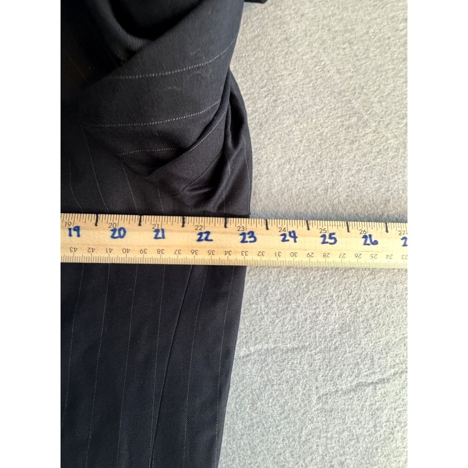 George George Suit 2 Piece Jacket Pants Mens 48L 44x32 Blue Pinstripe Polyester Viscose Size 48R - 7 Thumbnail