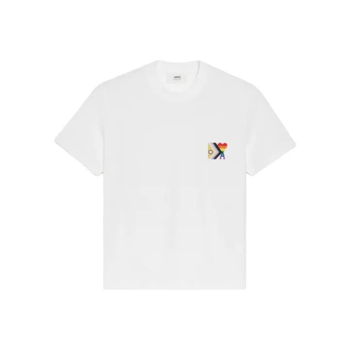AMI AMIPARIS Rainbow Heart Loose Fit T-Shirt -2507 Size US M / EU 48-50 / 2 - 1 Thumbnail