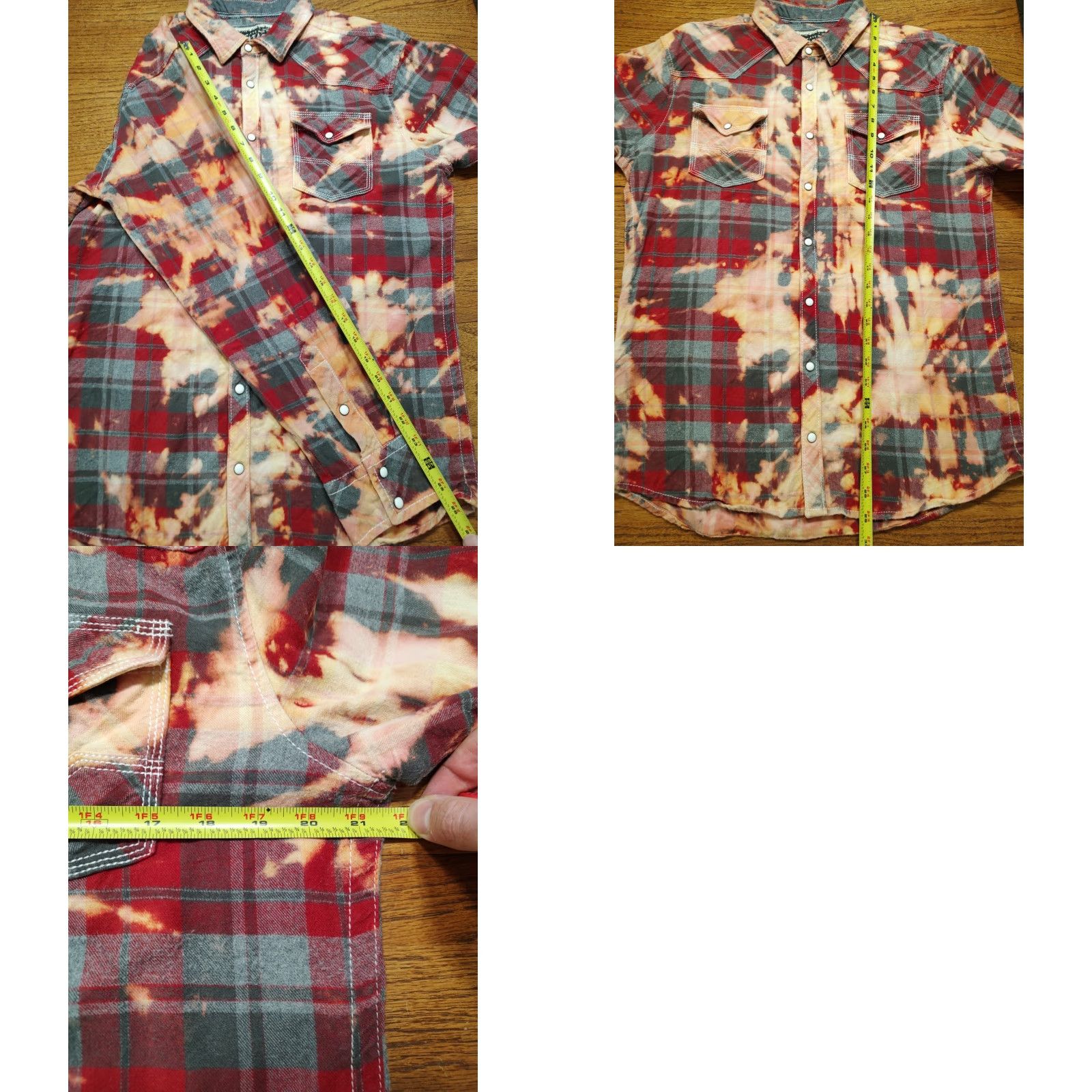 Vintage BKE Shirt Mens Large Red Pearl Snap Long Sleeve Standard Fit Flannel Vtie Dye Shirt Size US L / EU 52-54 / 3 - 8 Thumbnail