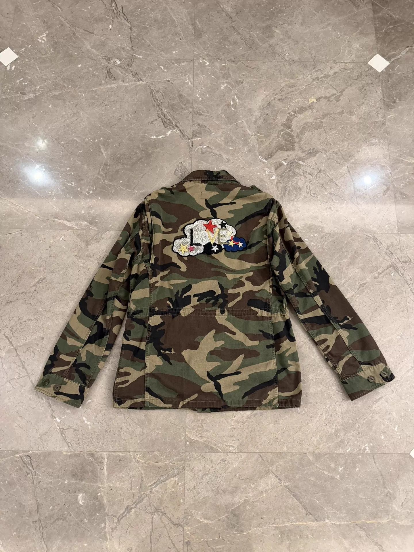 Saint Laurent Paris SLP Camo Embroidered Utility Parka Back LOVE Star S Size US S / EU 44-46 / 1 - 2 Thumbnail